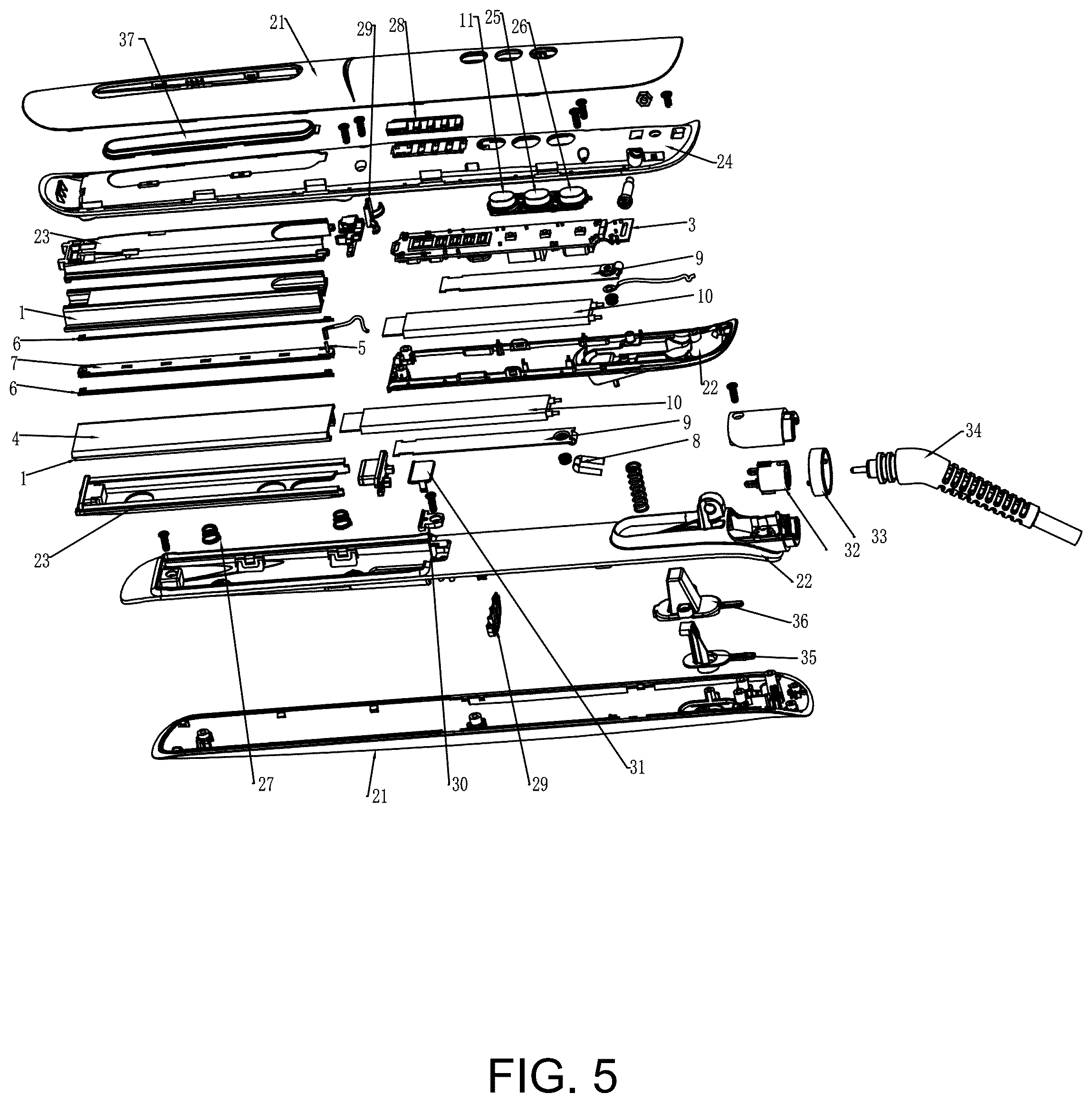 Patent US12342924 Figure 5 – Hair straightener capable of automatically distinguishing dry and wet hair