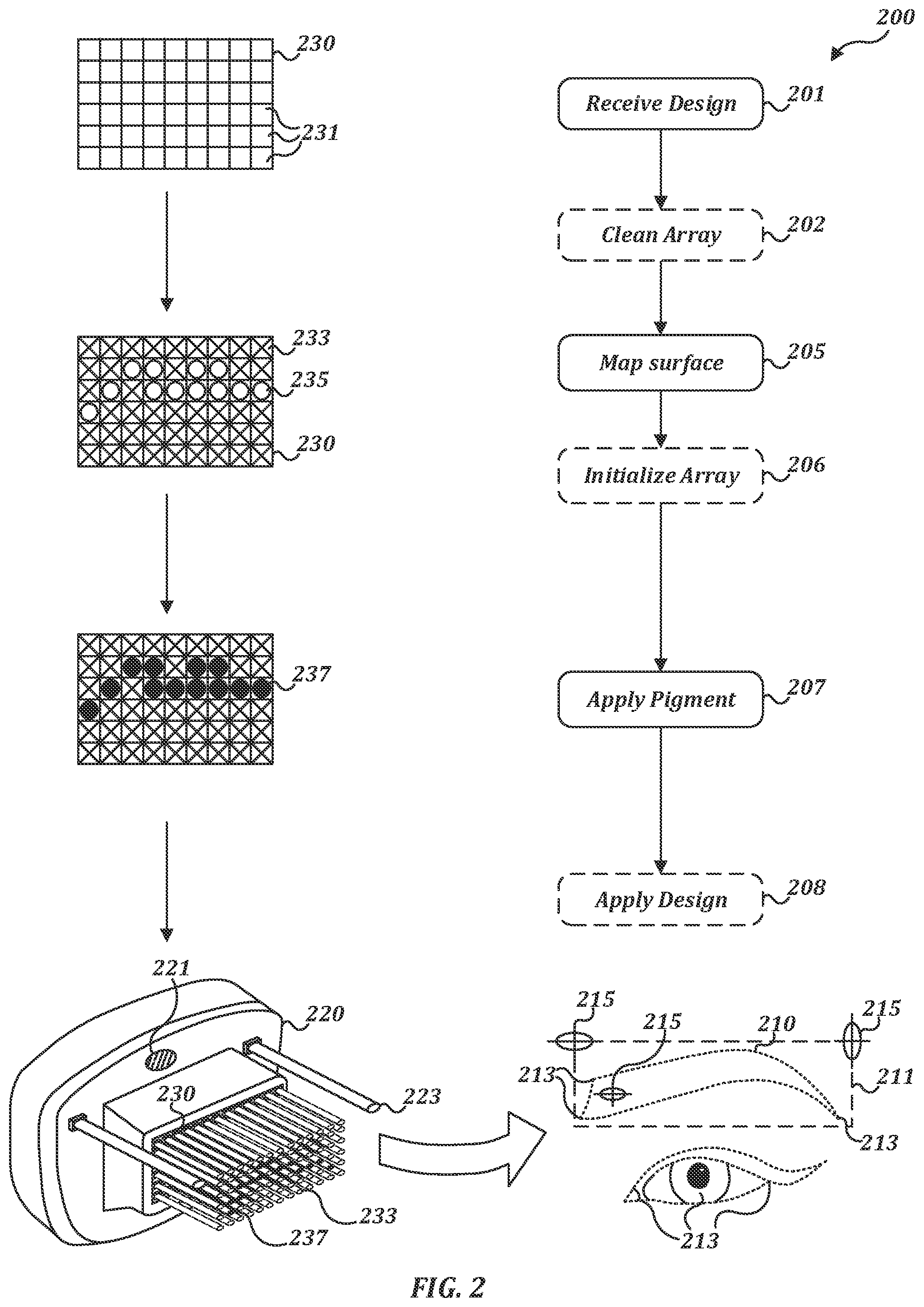 Patent US12342927 Figure 2 – Conformable point array for discretized cosmetic design application