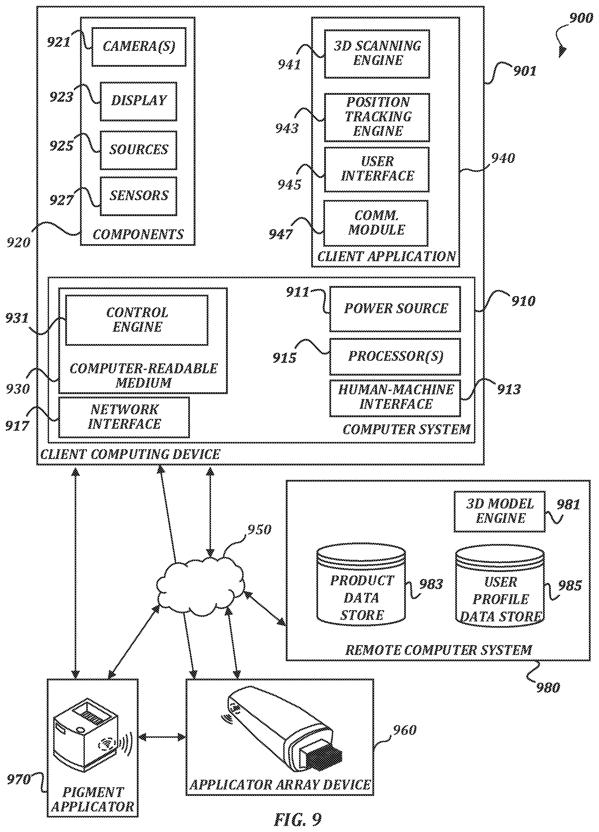 Patent US12342927 Figure 9 – Conformable point array for discretized cosmetic design application