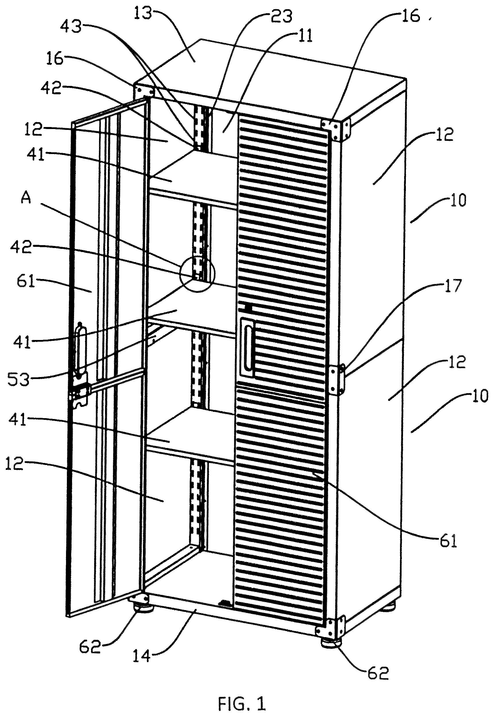 Patent US12342931 Figure 1 – Modular cabinet assembly