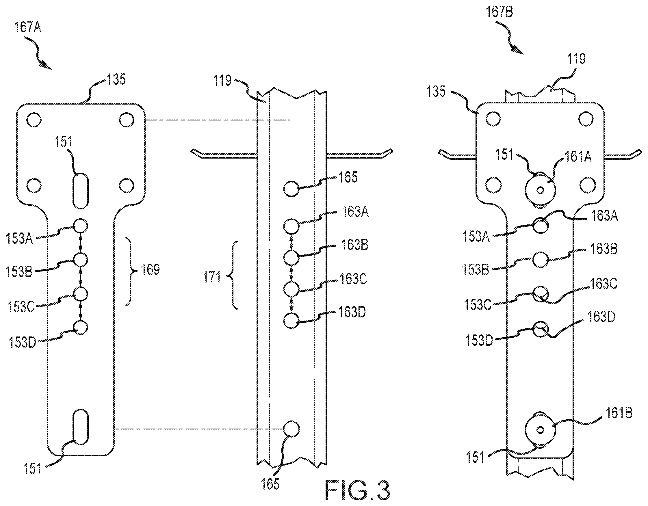 Patent US12342932 Figure 3 – Adjustable tensioning mechanism for storage rack