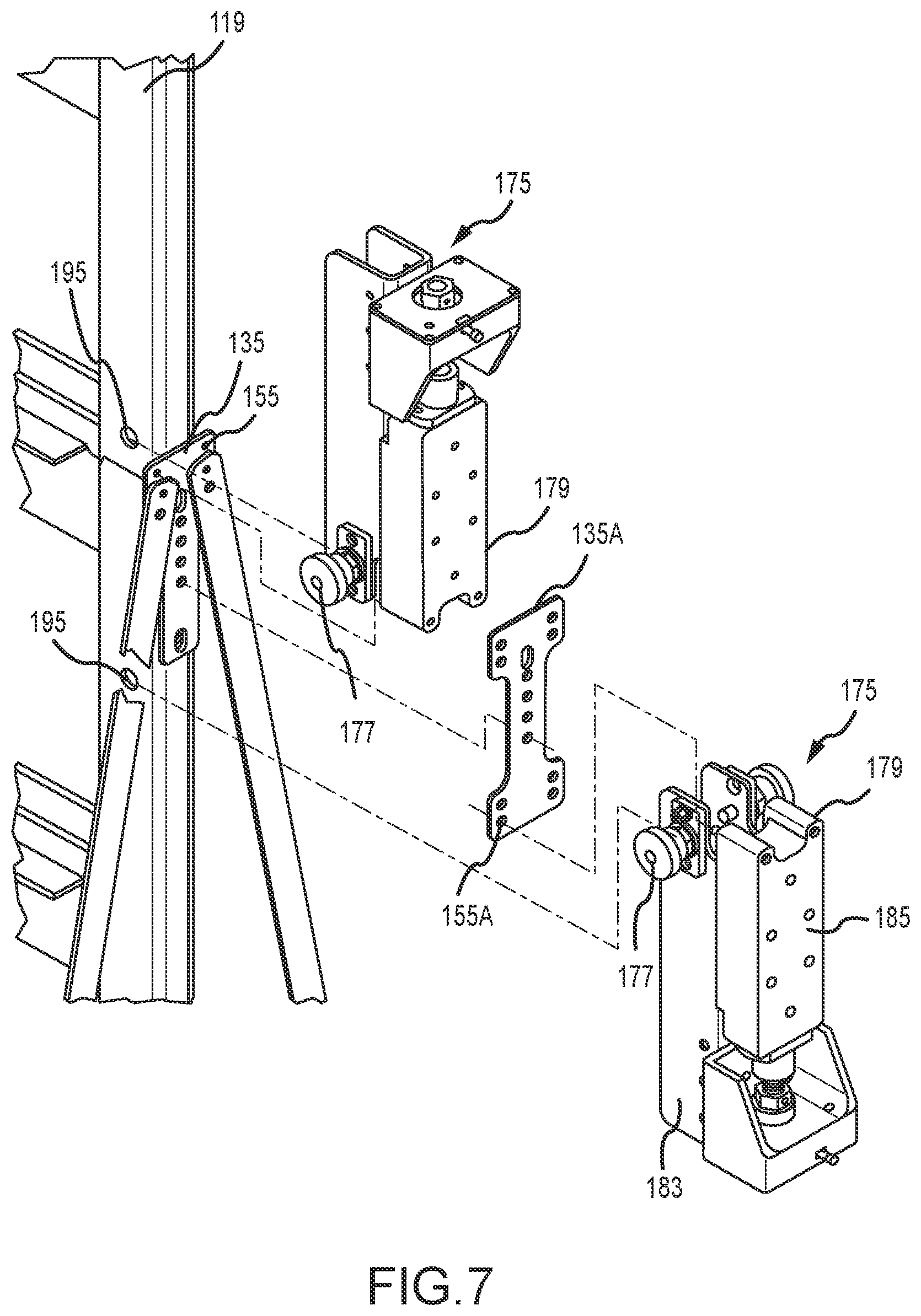 Patent US12342932 Figure 7 – Adjustable tensioning mechanism for storage rack