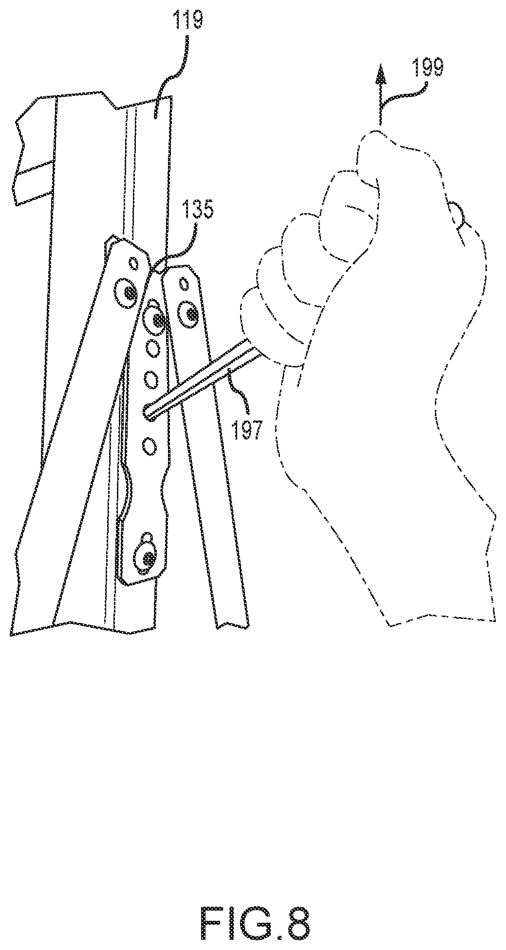 Patent US12342932 Figure 8 – Adjustable tensioning mechanism for storage rack