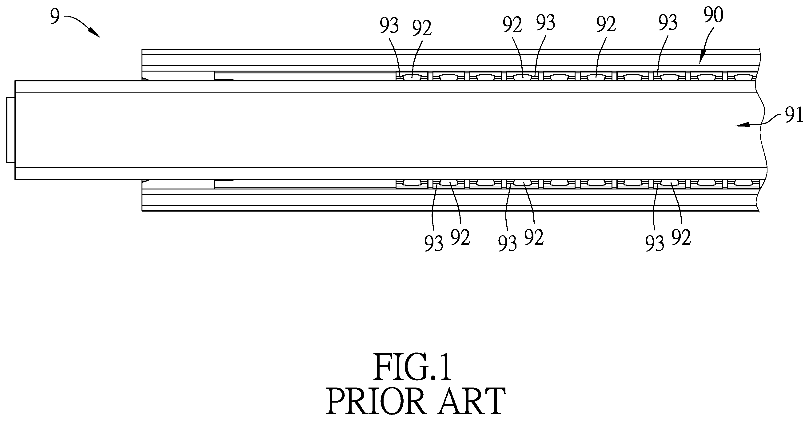 Patent US12342934 Figure 1 – Slide rail structure with buffer seat