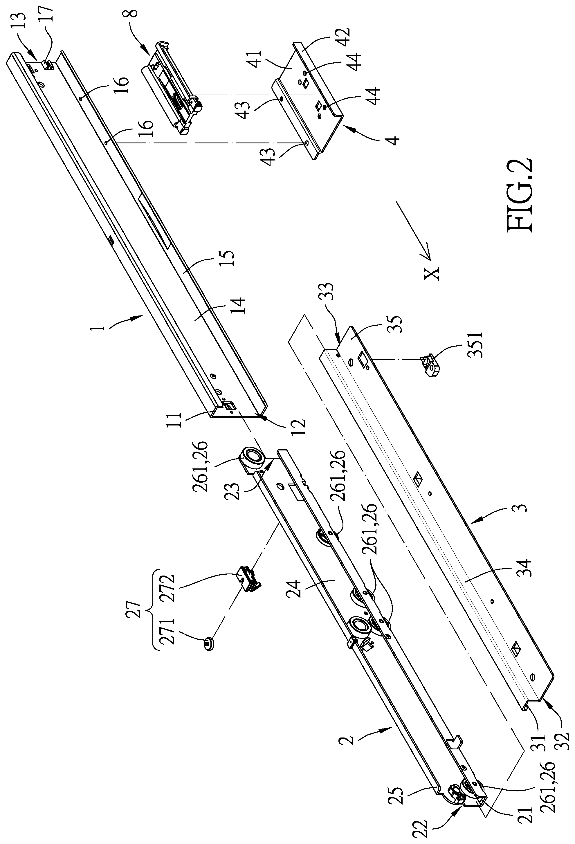Patent US12342934 Figure 2 – Slide rail structure with buffer seat