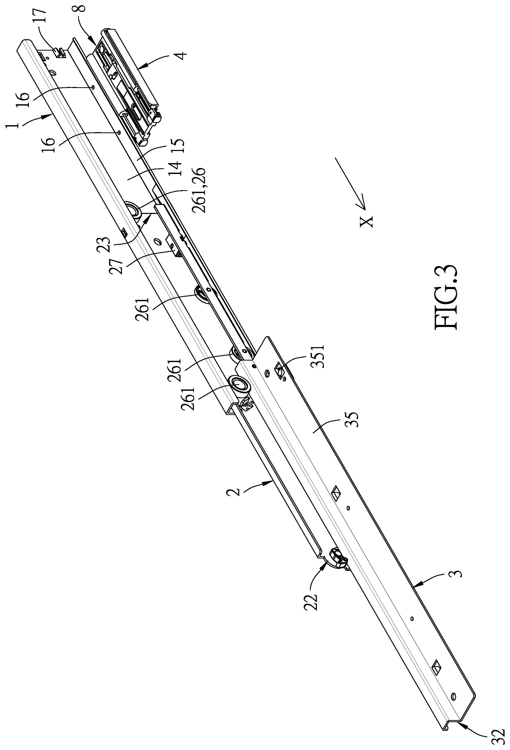 Patent US12342934 Figure 3 – Slide rail structure with buffer seat