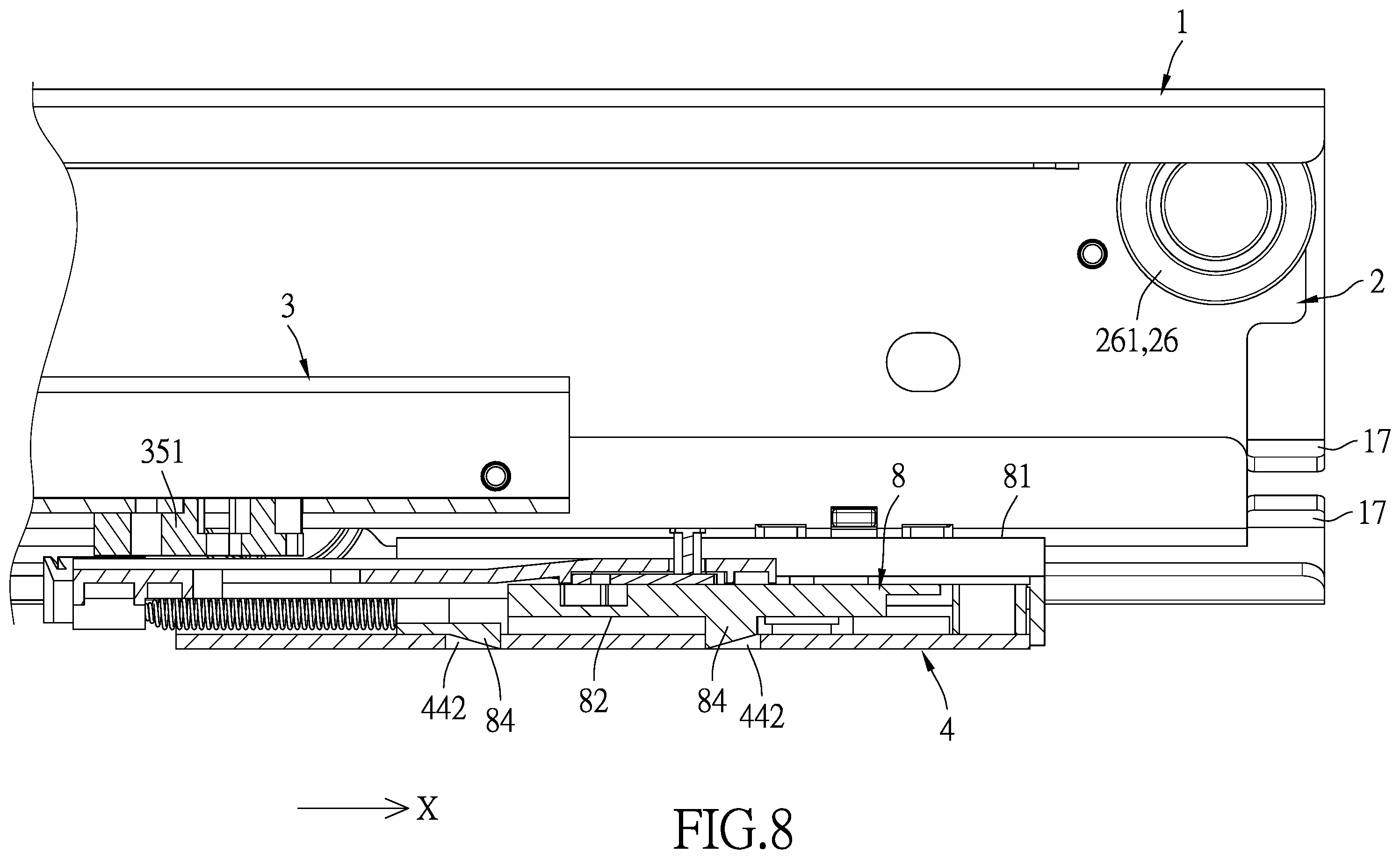 Patent US12342934 Figure 8 – Slide rail structure with buffer seat