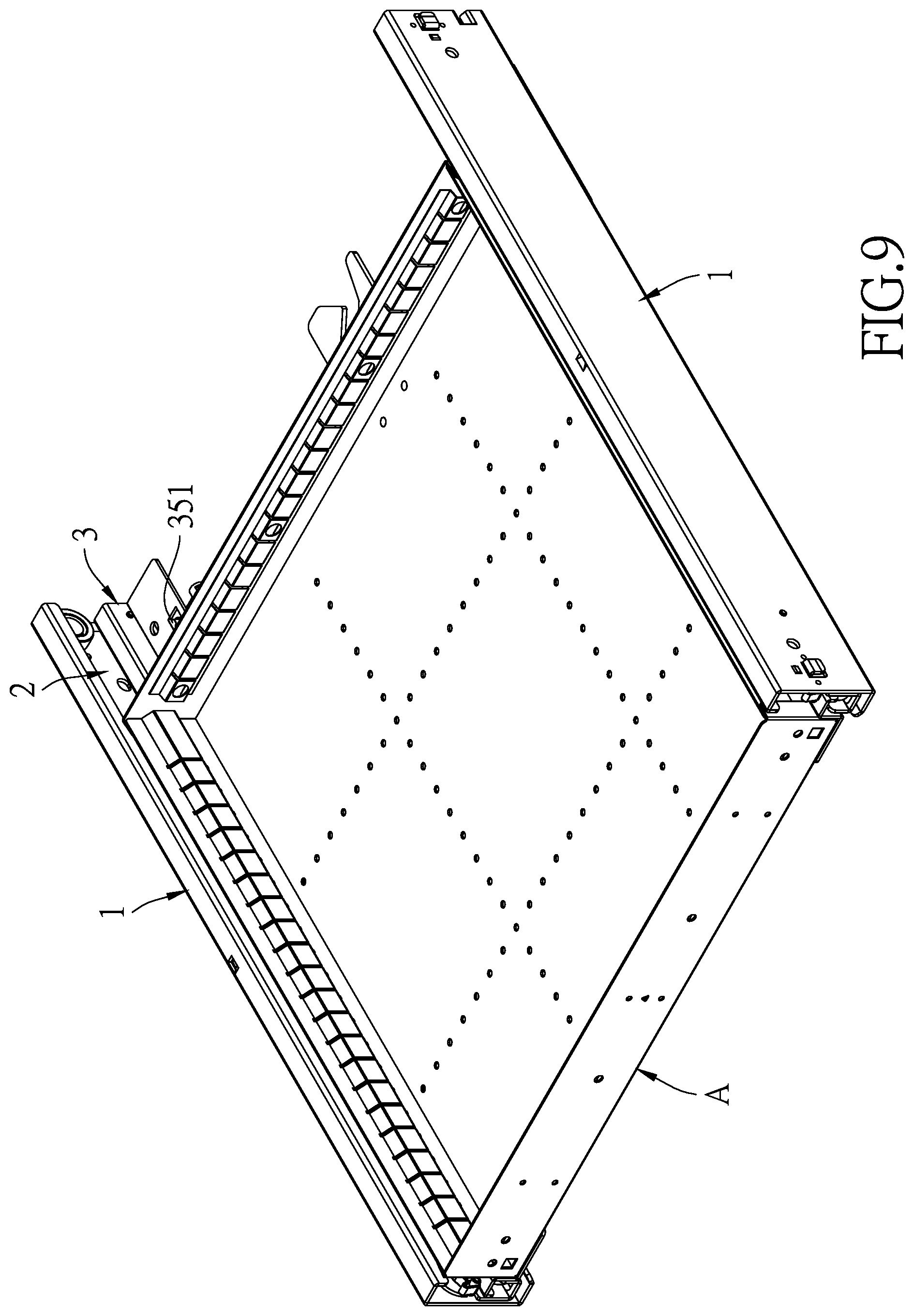 Patent US12342934 Figure 9 – Slide rail structure with buffer seat
