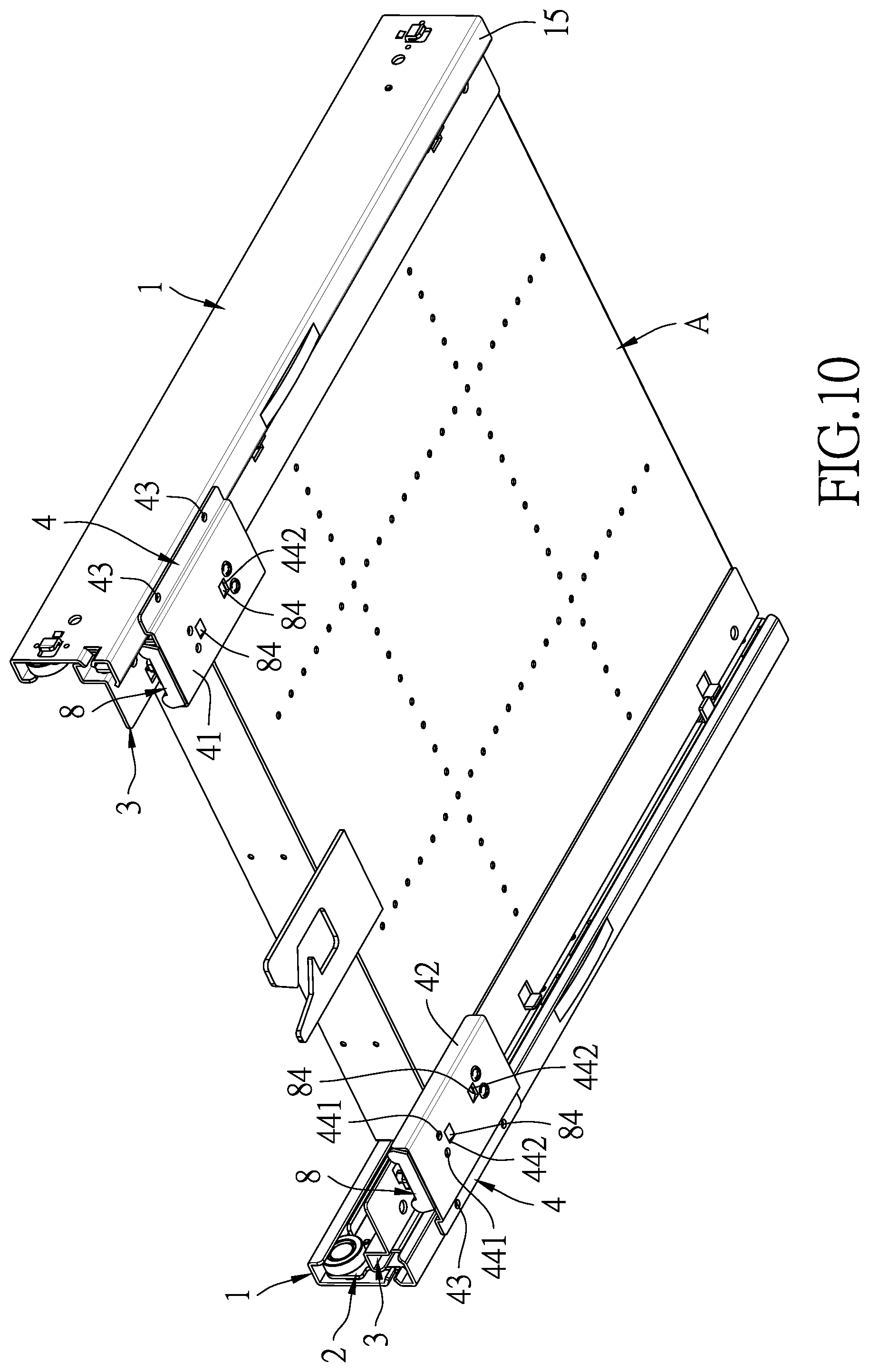 Patent US12342934 Figure 10 – Slide rail structure with buffer seat