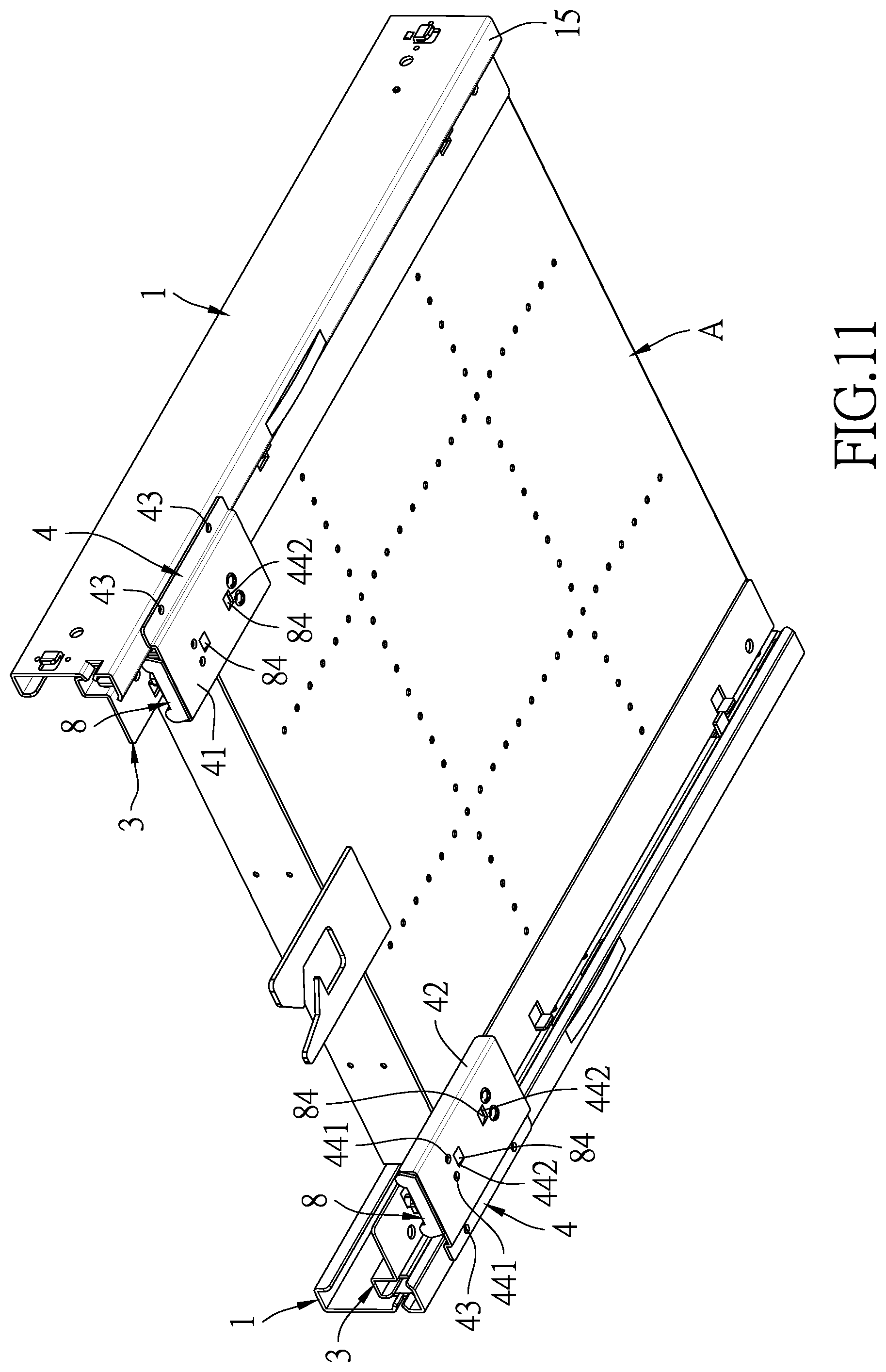 Patent US12342934 Figure 11 – Slide rail structure with buffer seat