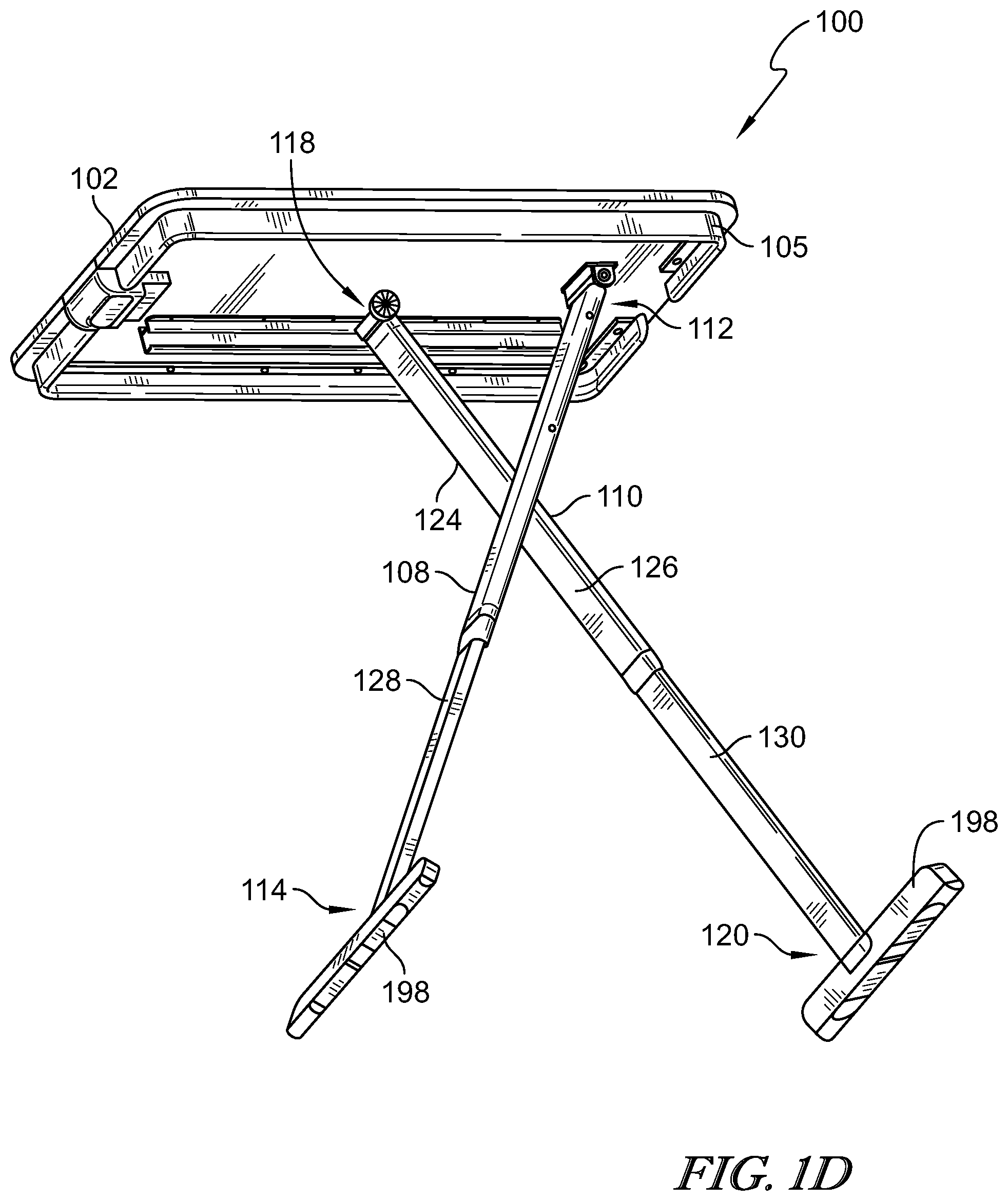 Patent US12342936 Figure 2 – Collapsible adjustable height table