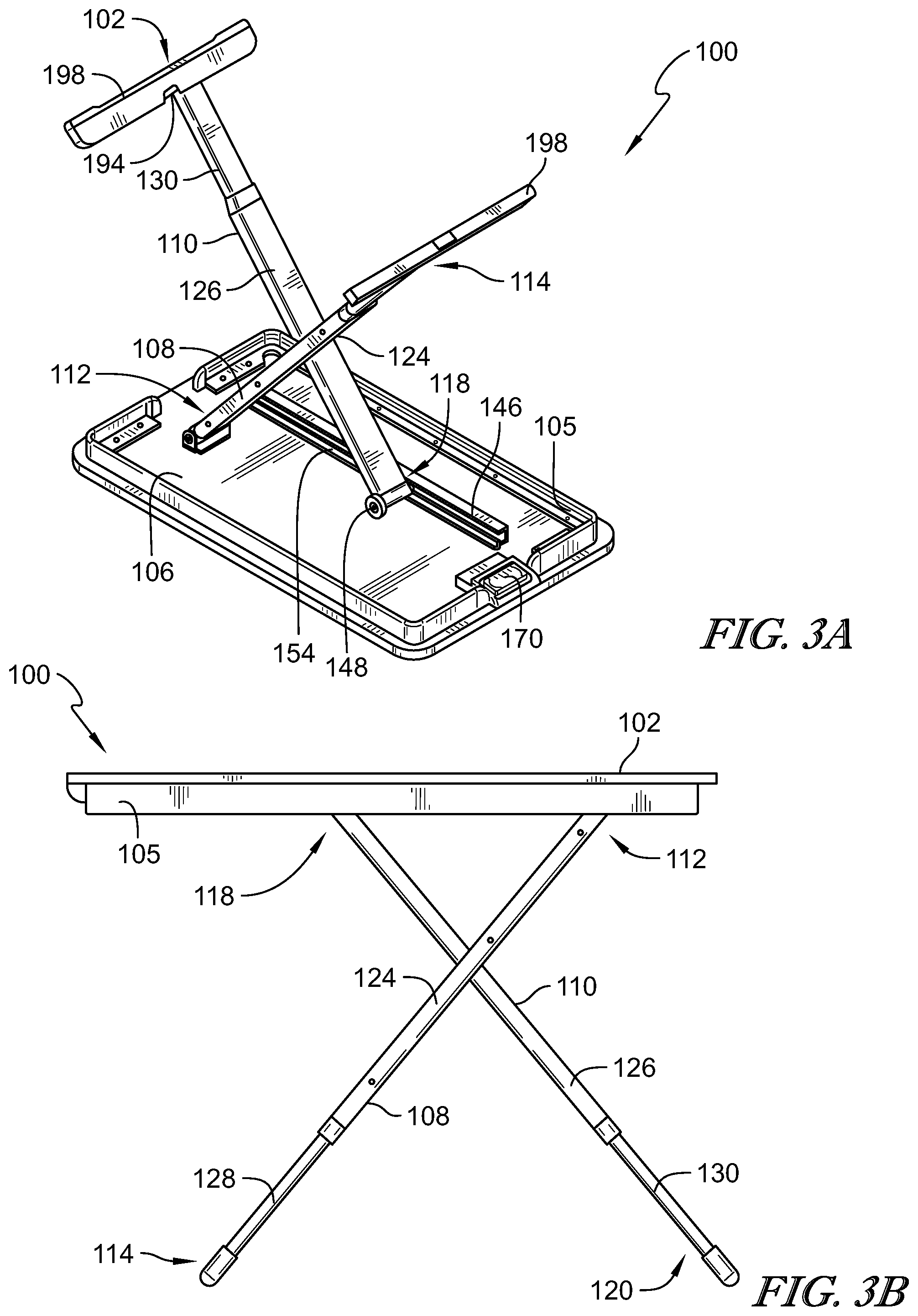 Patent US12342936 Figure 5 – Collapsible adjustable height table