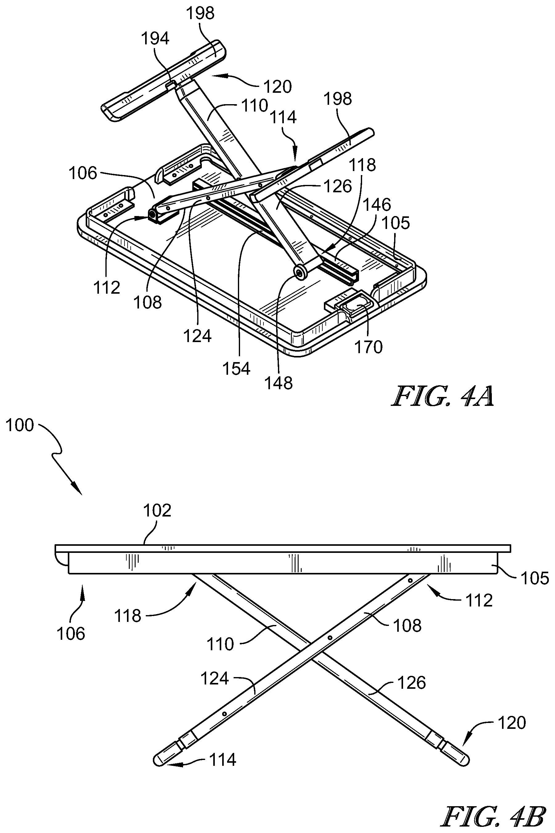 Patent US12342936 Figure 6 – Collapsible adjustable height table