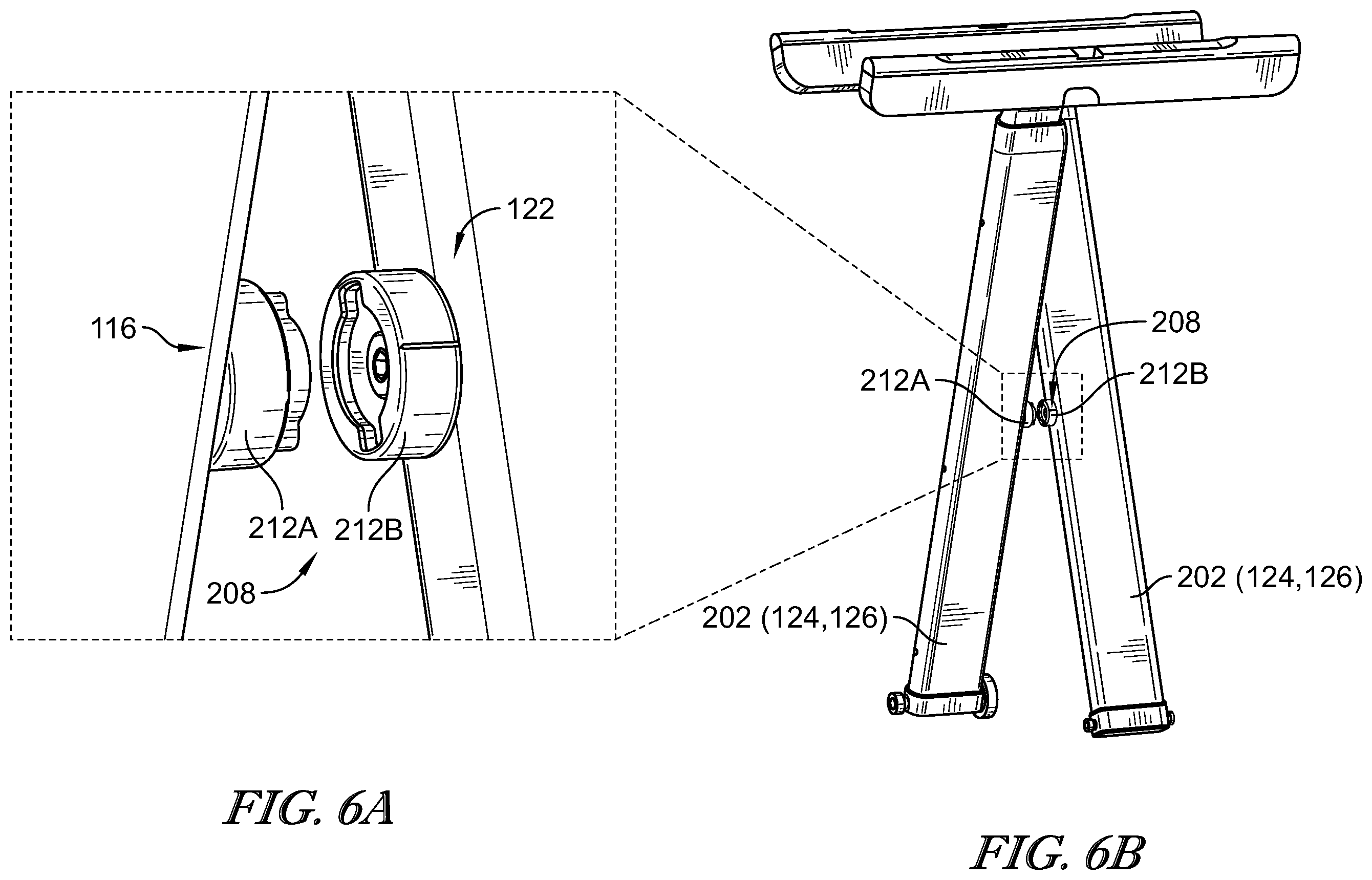 Patent US12342936 Figure 8 – Collapsible adjustable height table