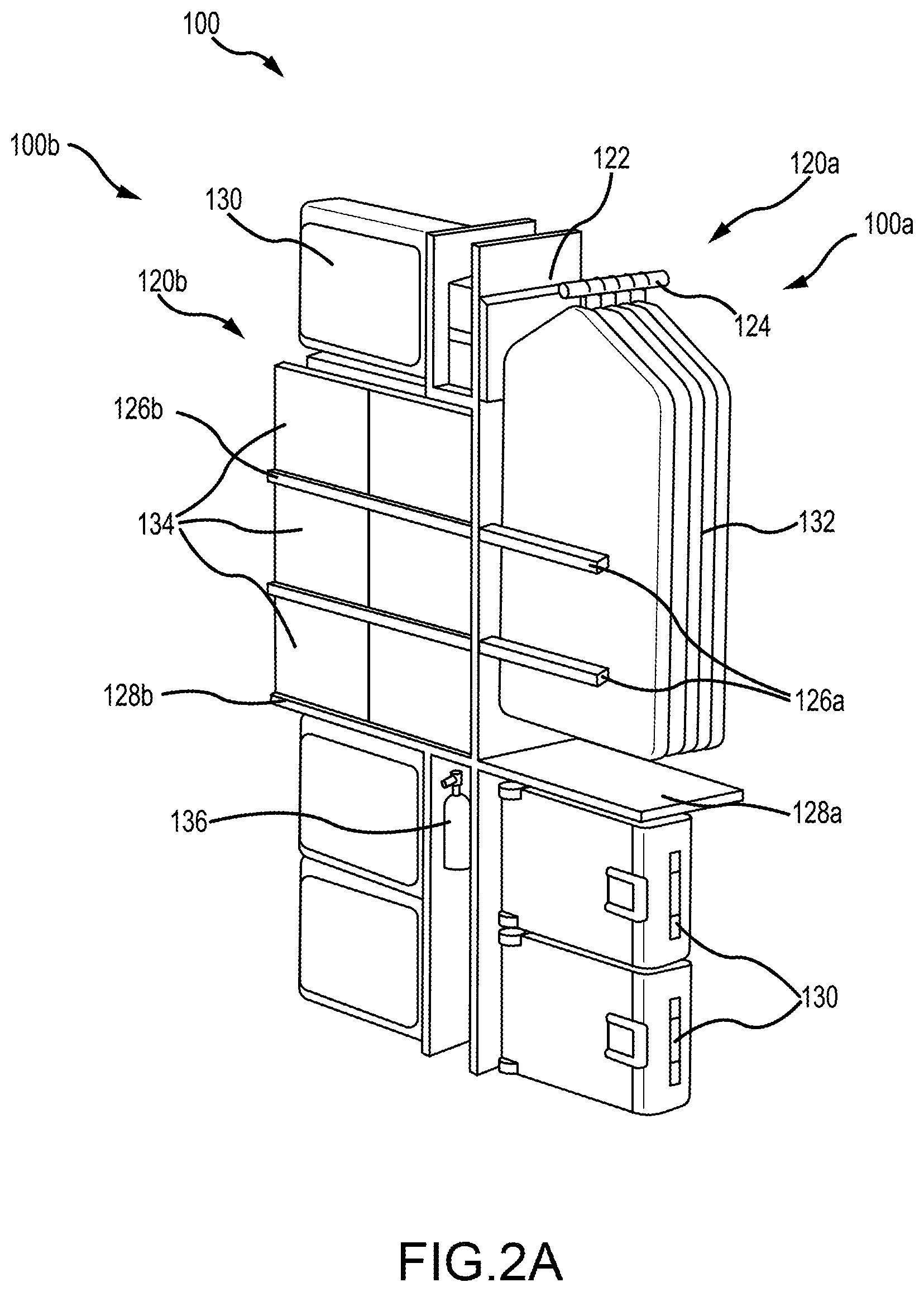 Patent US12342939 Figure 3 – Convertible closet with articulating top shelf