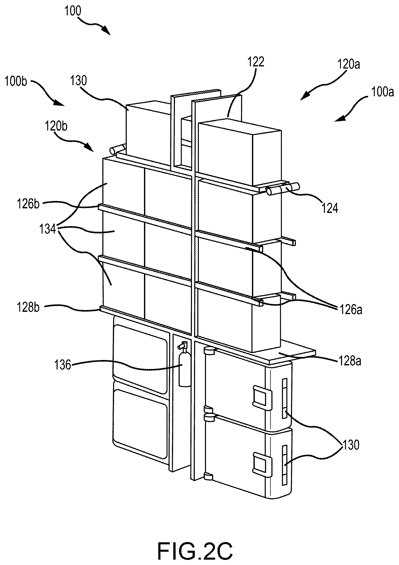Patent US12342939 Figure 5 – Convertible closet with articulating top shelf