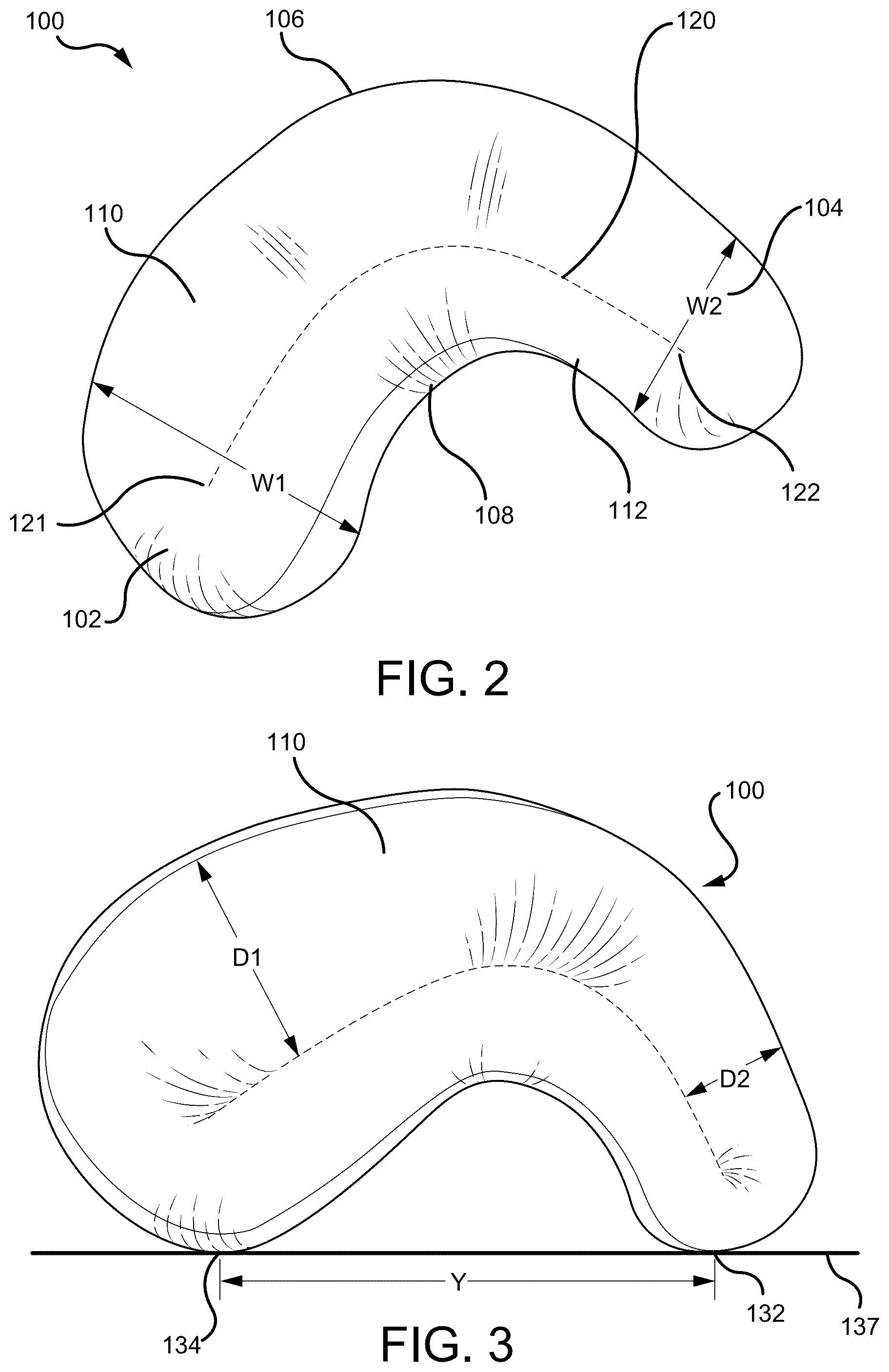 Patent US12342940 Figure 2 – Contoured surface support cushion