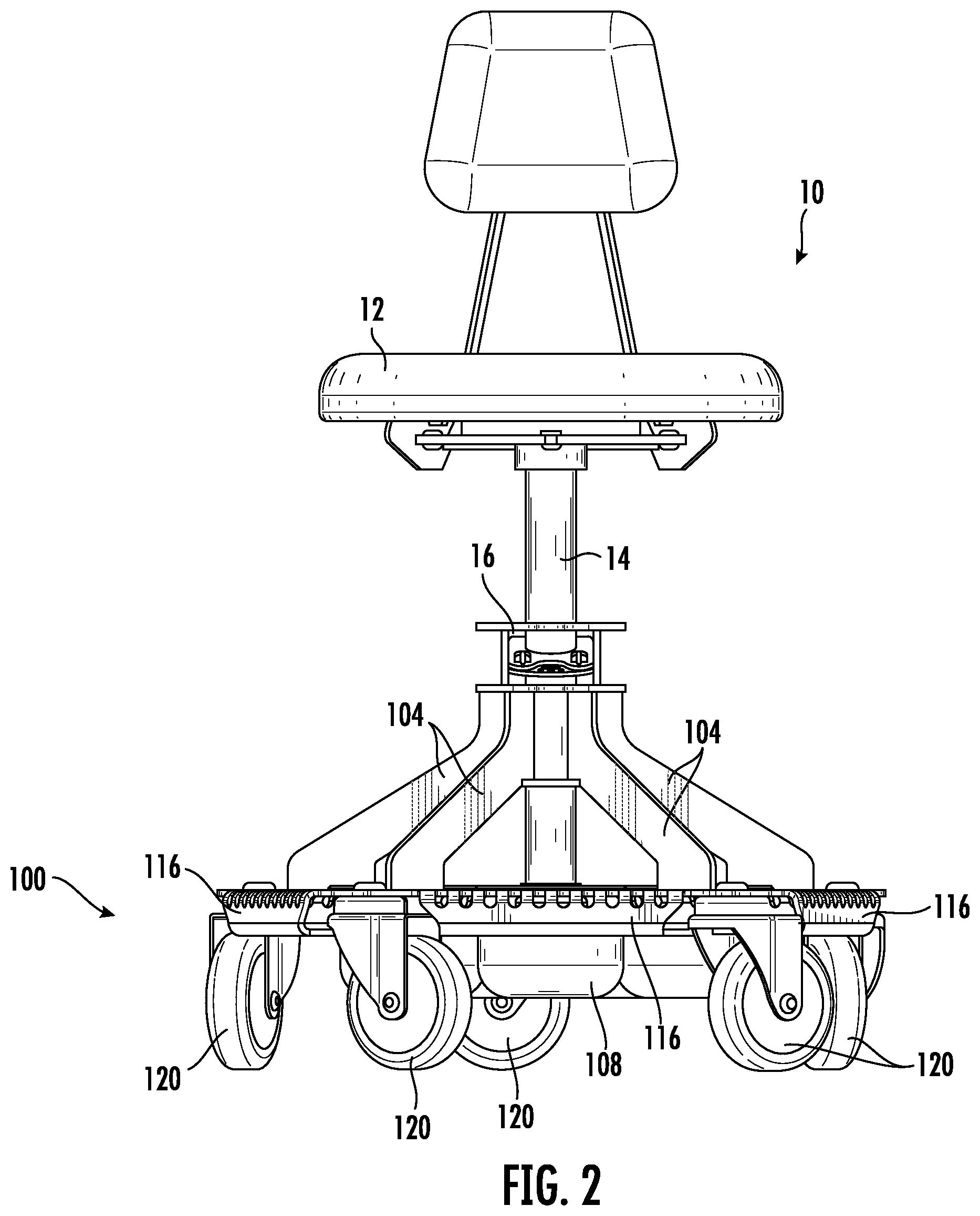 Patent US12342945 Figure 2 – Chair base with storage bowls