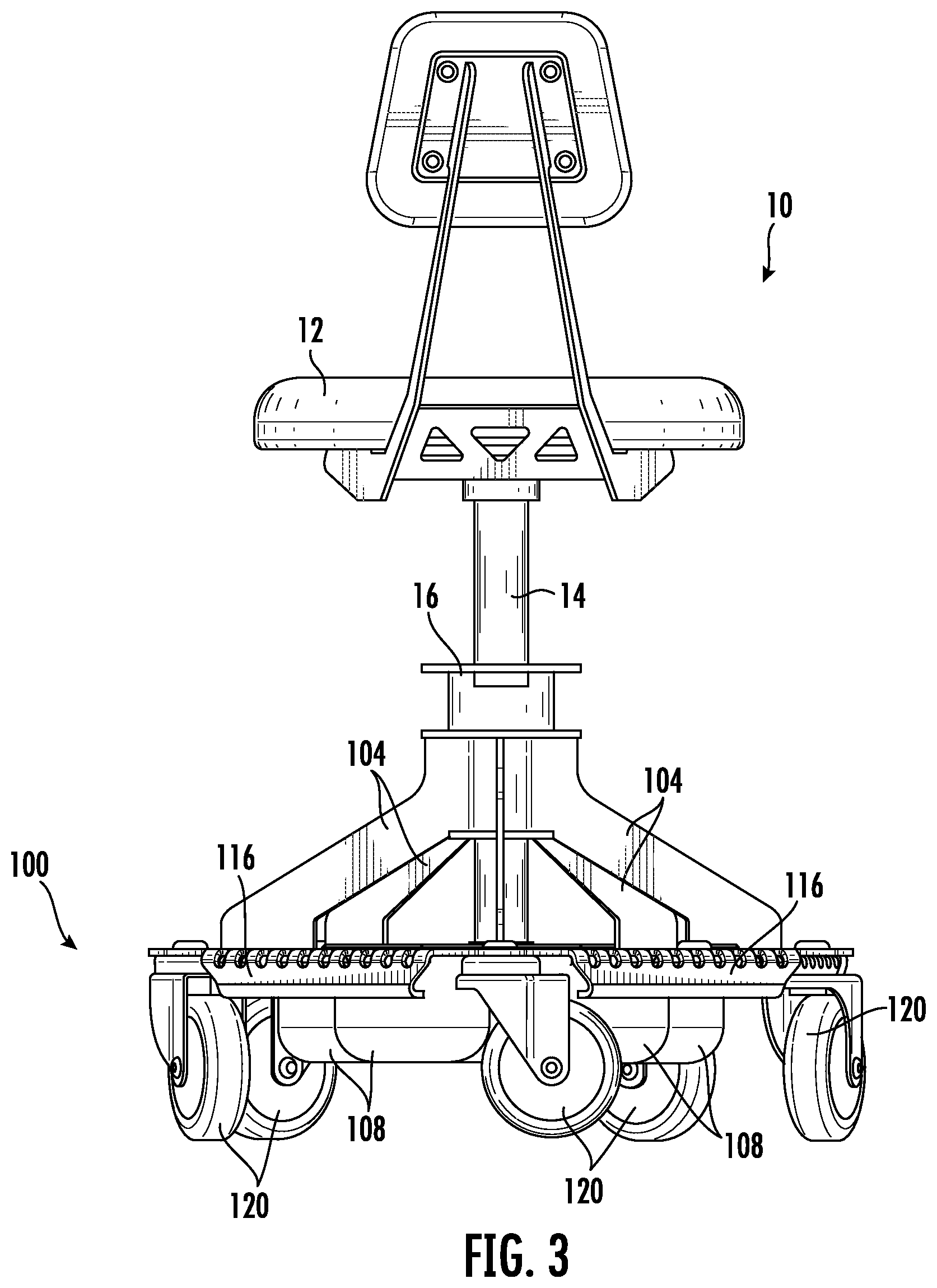 Patent US12342945 Figure 3 – Chair base with storage bowls