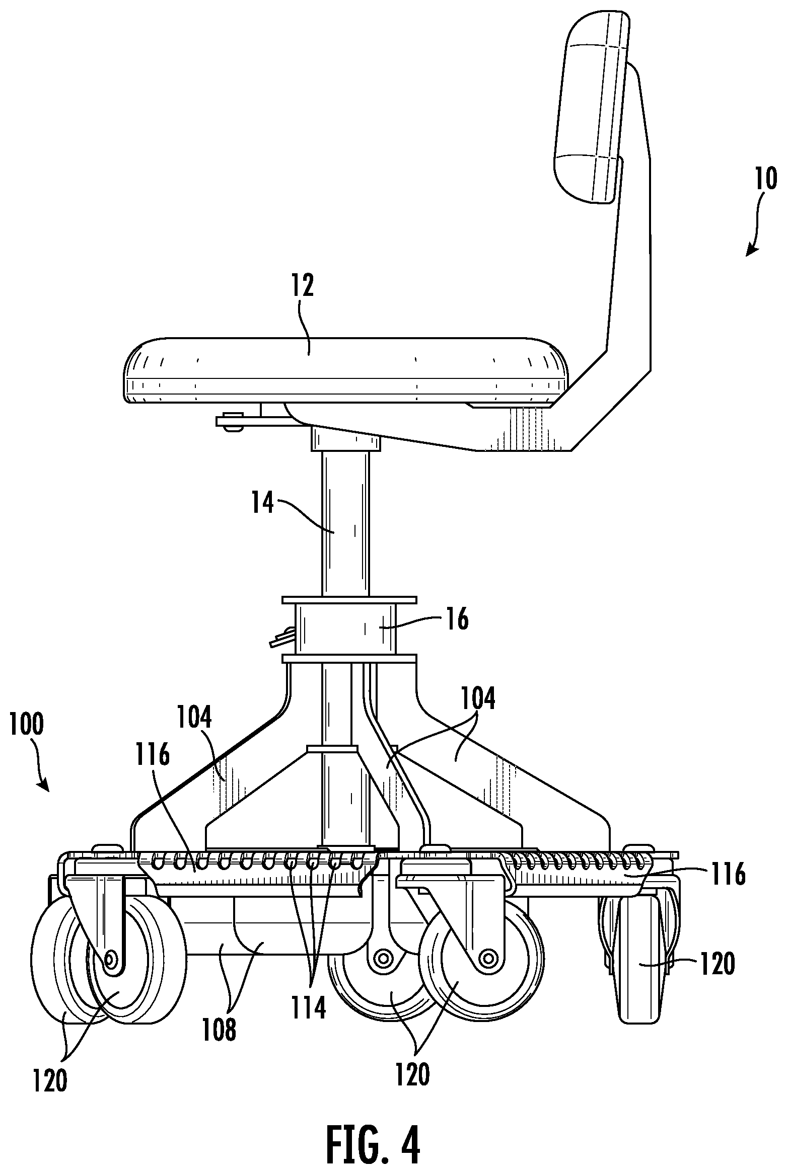 Patent US12342945 Figure 4 – Chair base with storage bowls