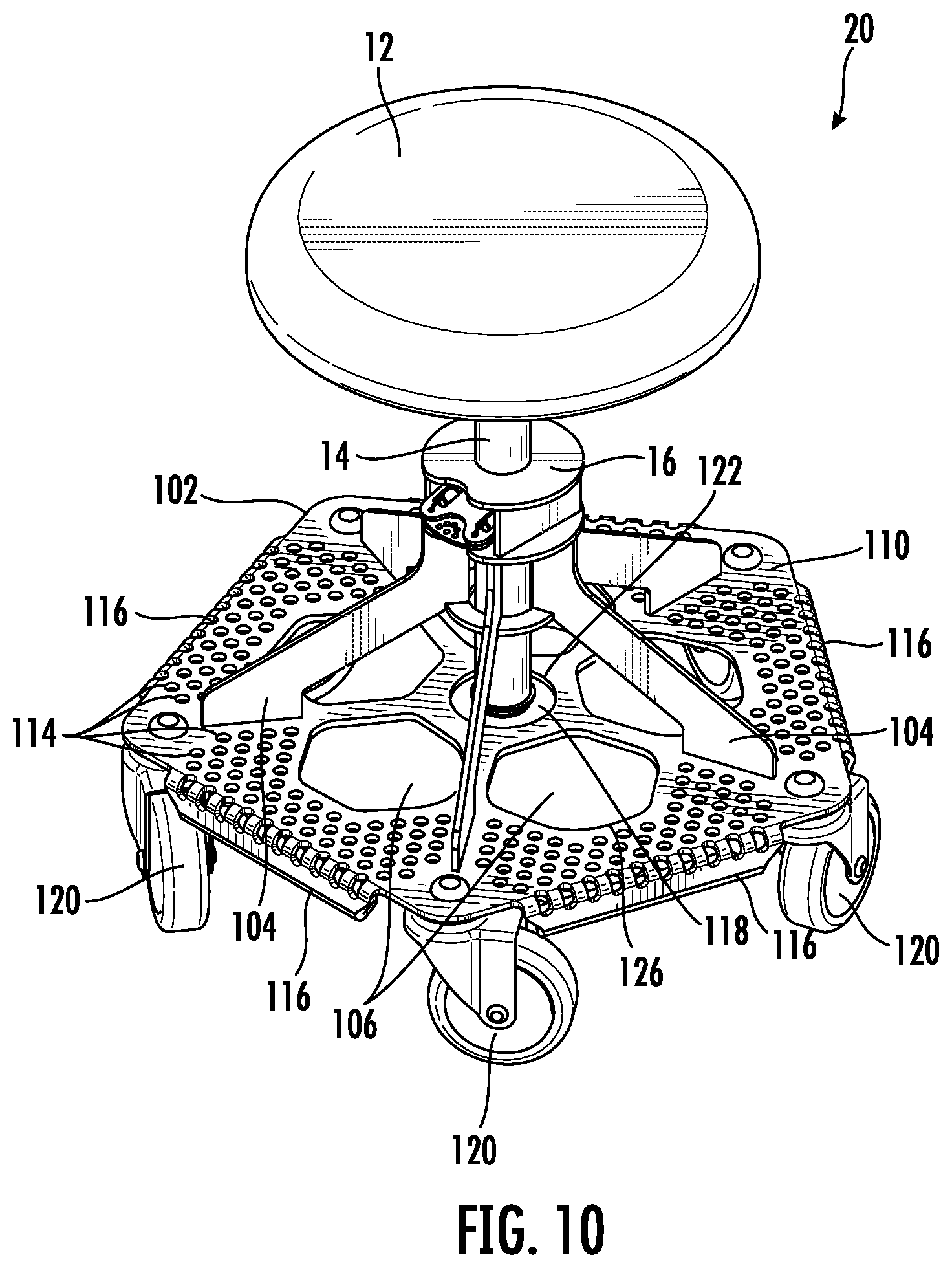 Patent US12342945 Figure 10 – Chair base with storage bowls