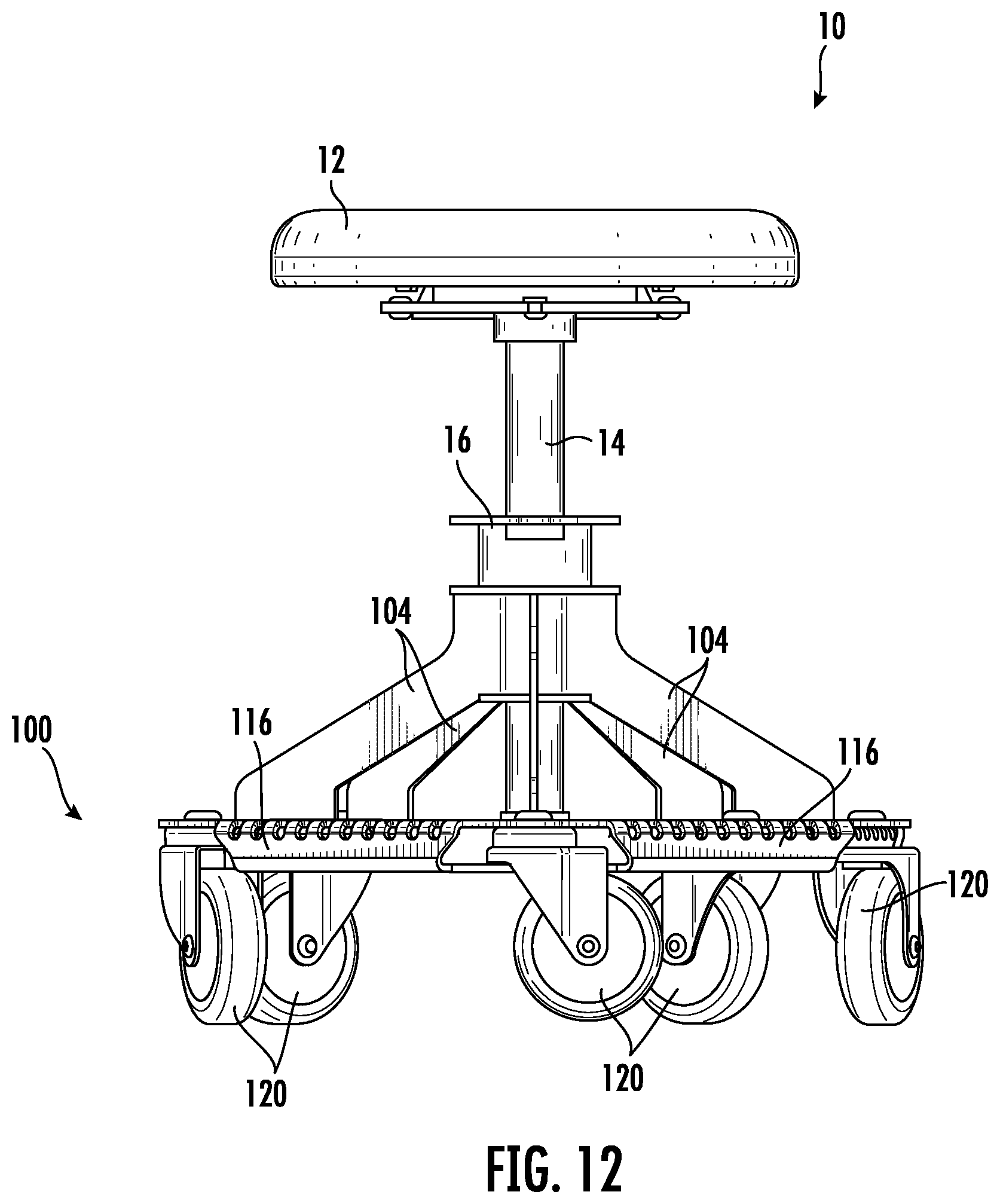 Patent US12342945 Figure 12 – Chair base with storage bowls