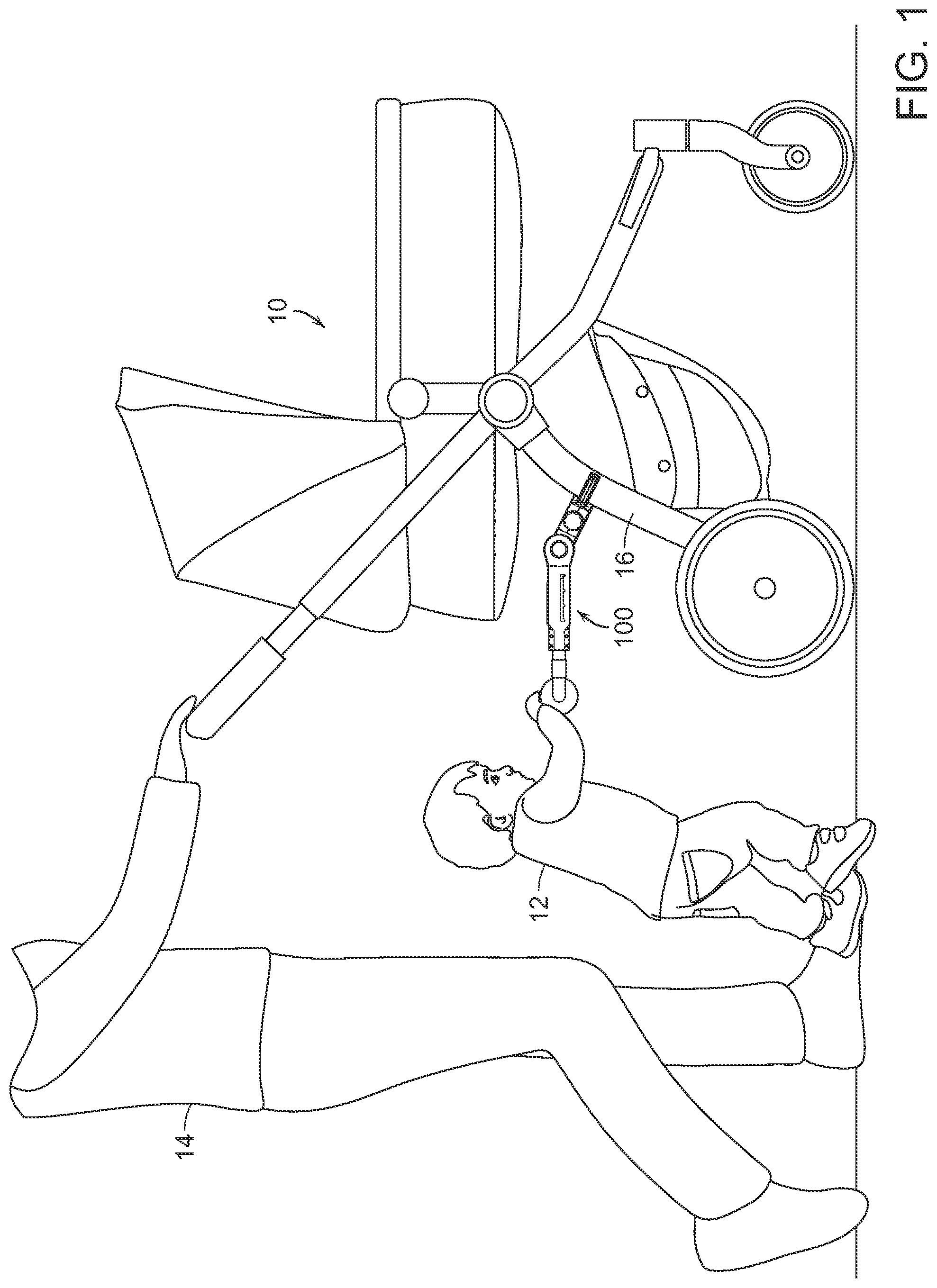 Patent US12342947 Figure 1 – Child walking assembly and related method
