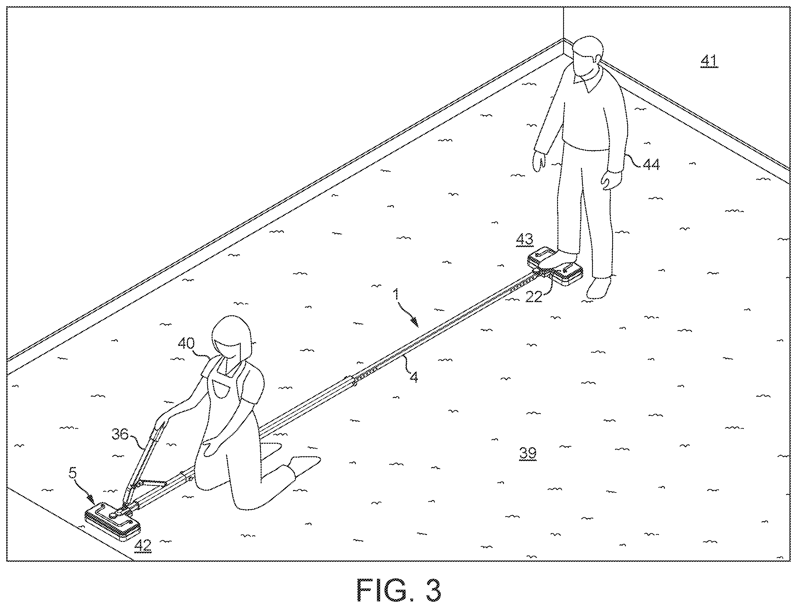 Patent US12342950 Figure 3 – Carpet stretcher