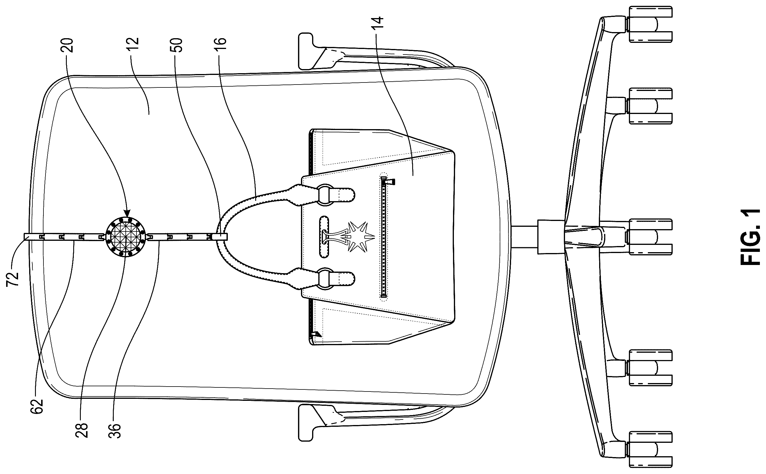 Patent US12342951 Figure 1 – Articulating hook apparatus for hanging an article from a variety of structures