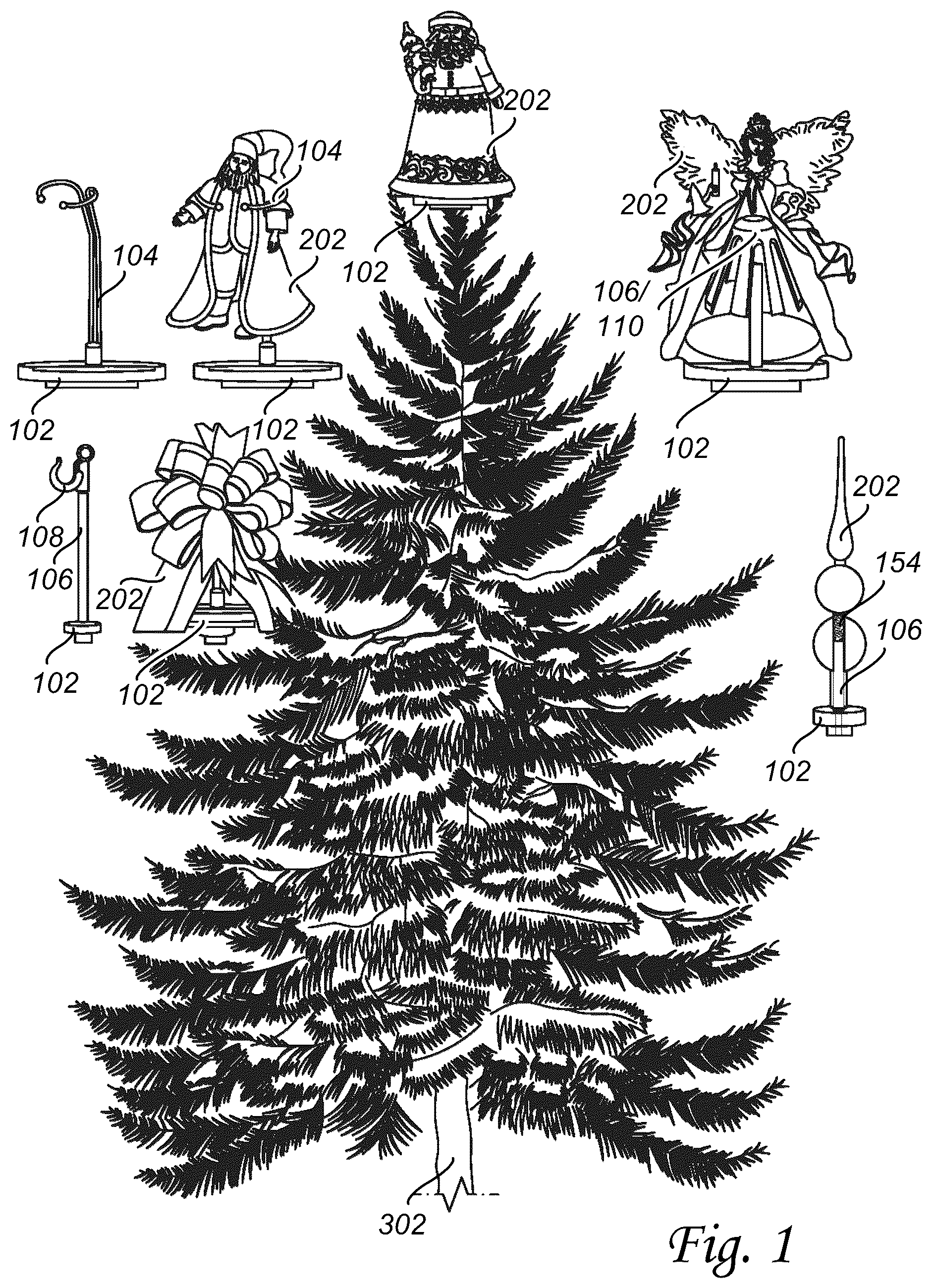 Patent US12342952 Figure 1 – Tree topper stabilizer