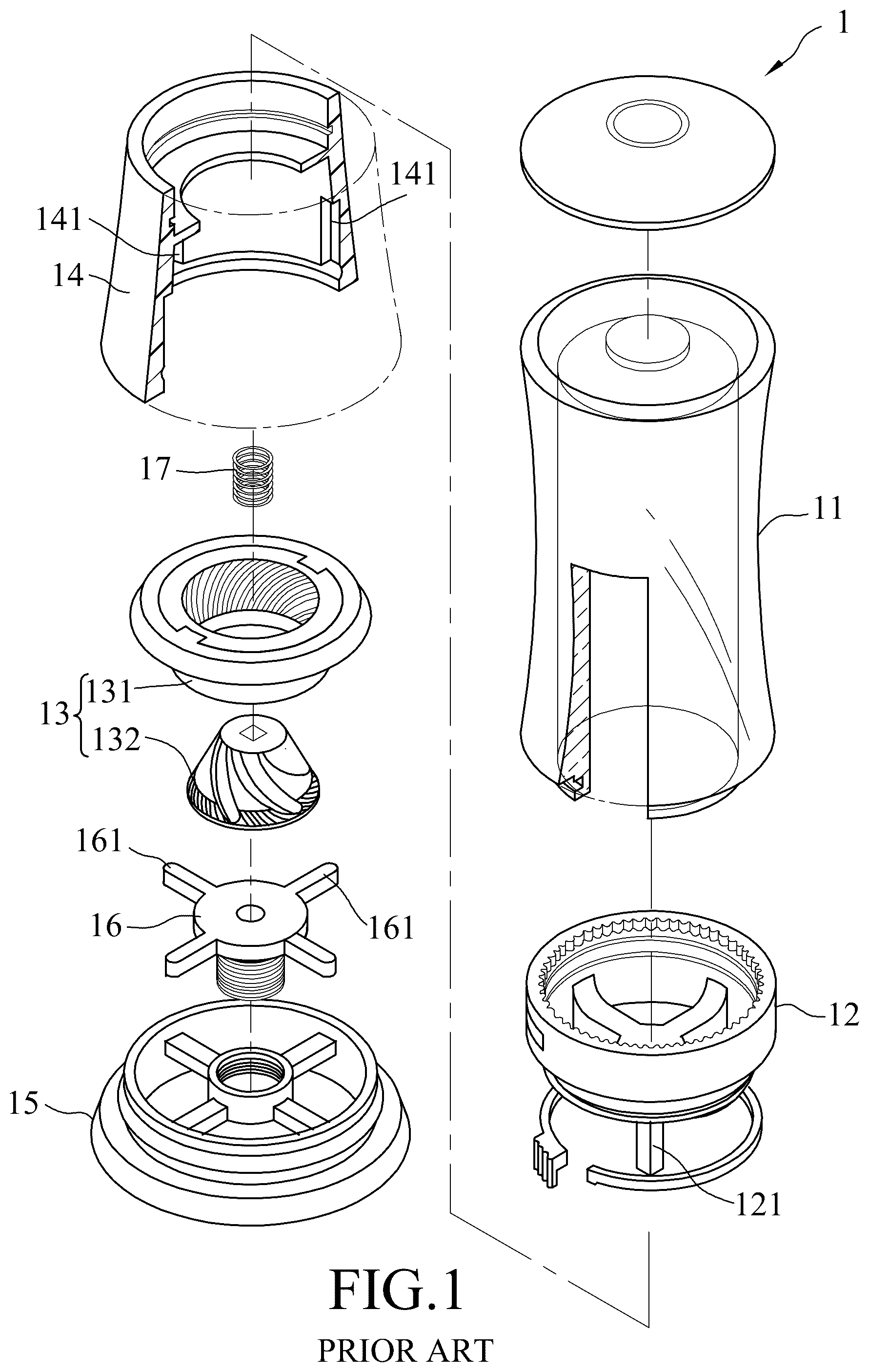 Patent US12342962 Figure 1 – Pepper mill