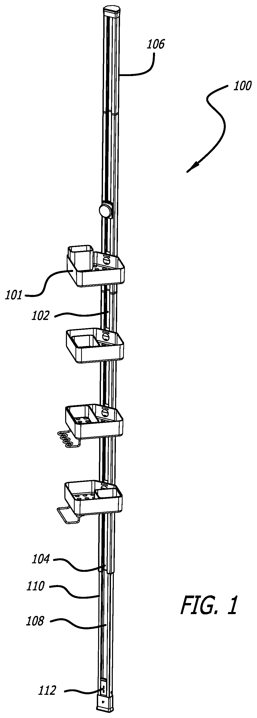 Patent US12342969 Figure 1 – Shower caddy