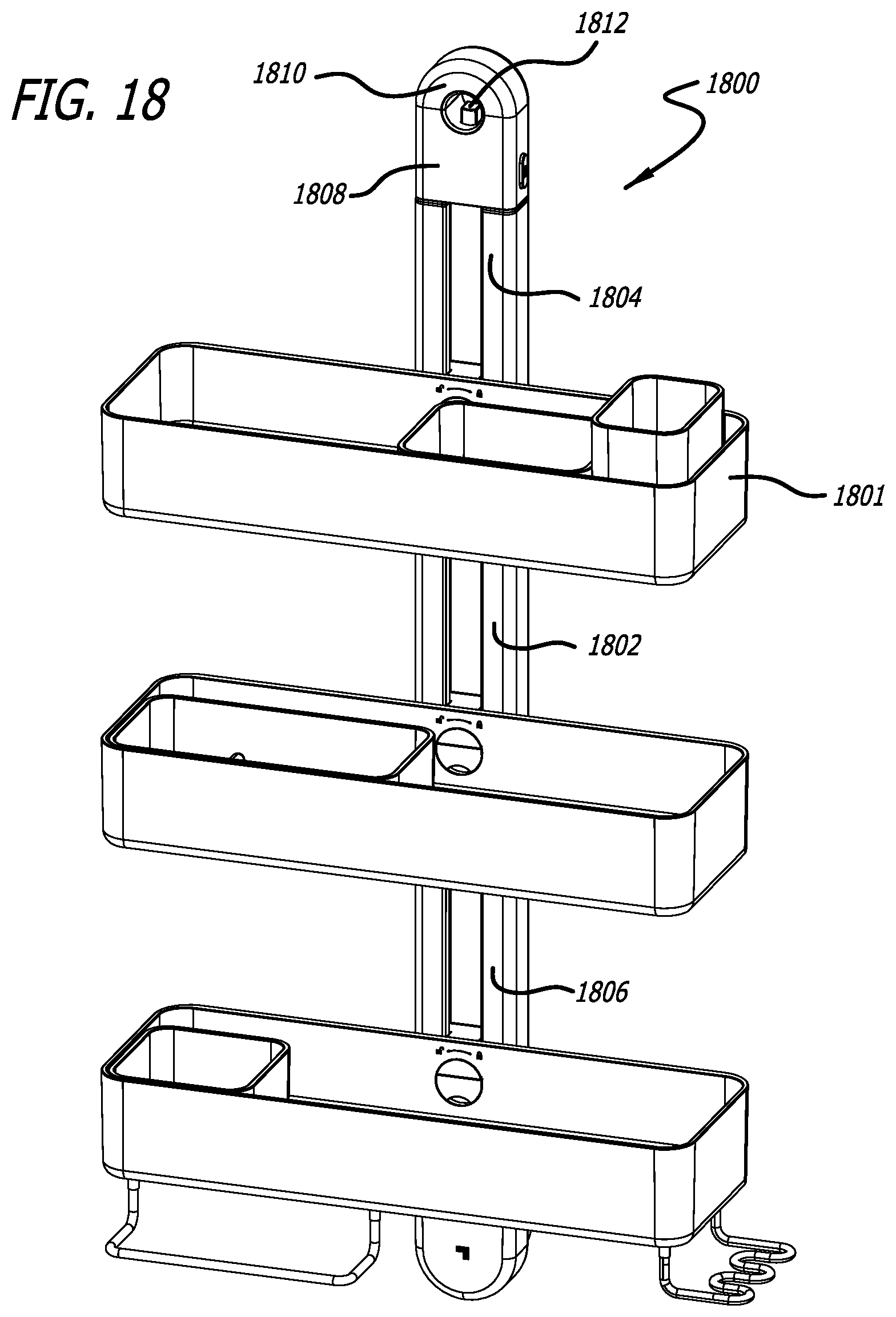 Patent US12342969 Figure 15 – Shower caddy