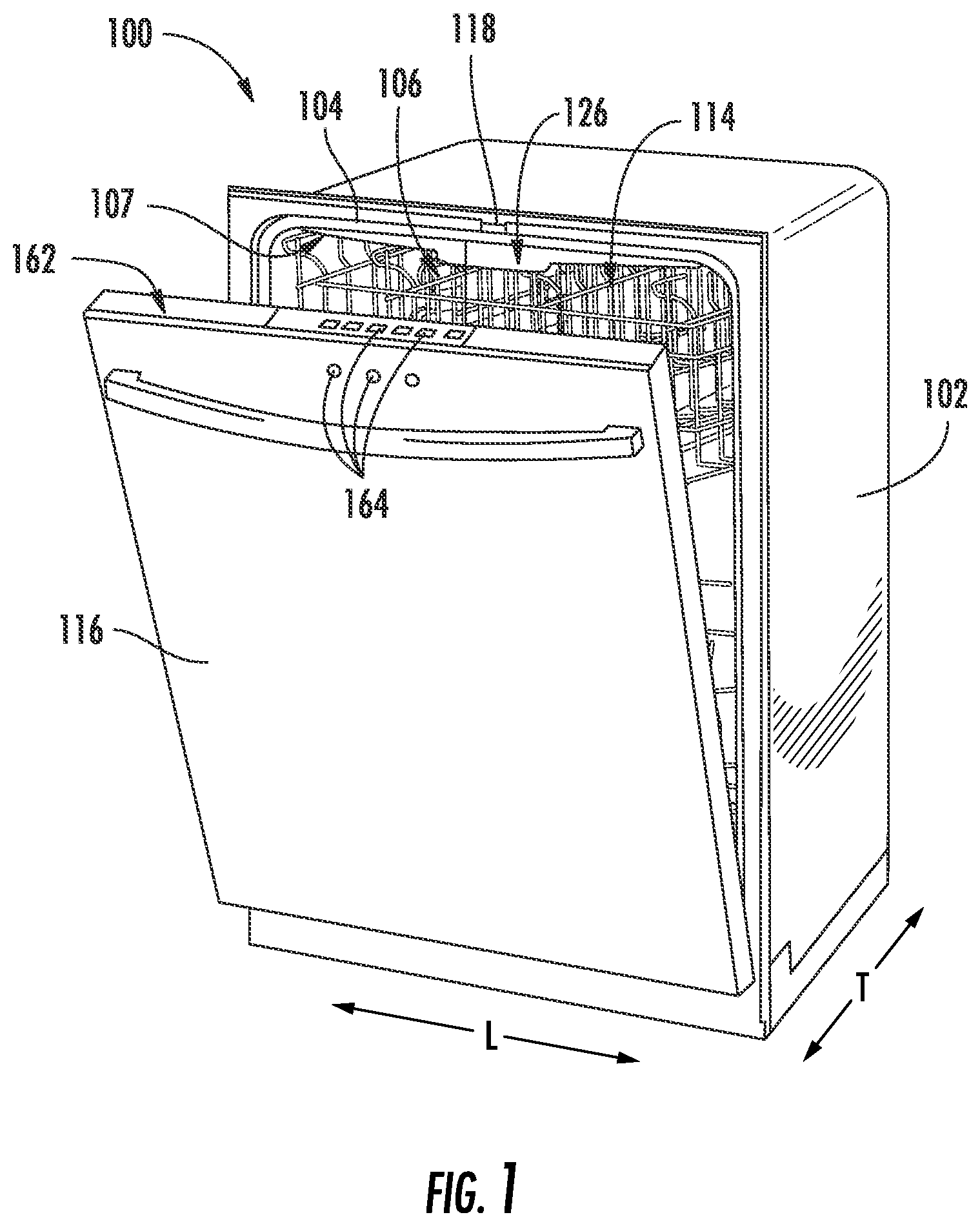 Patent US12342974 Figure 1 – Fluid circulation assembly for a dishwasher appliance