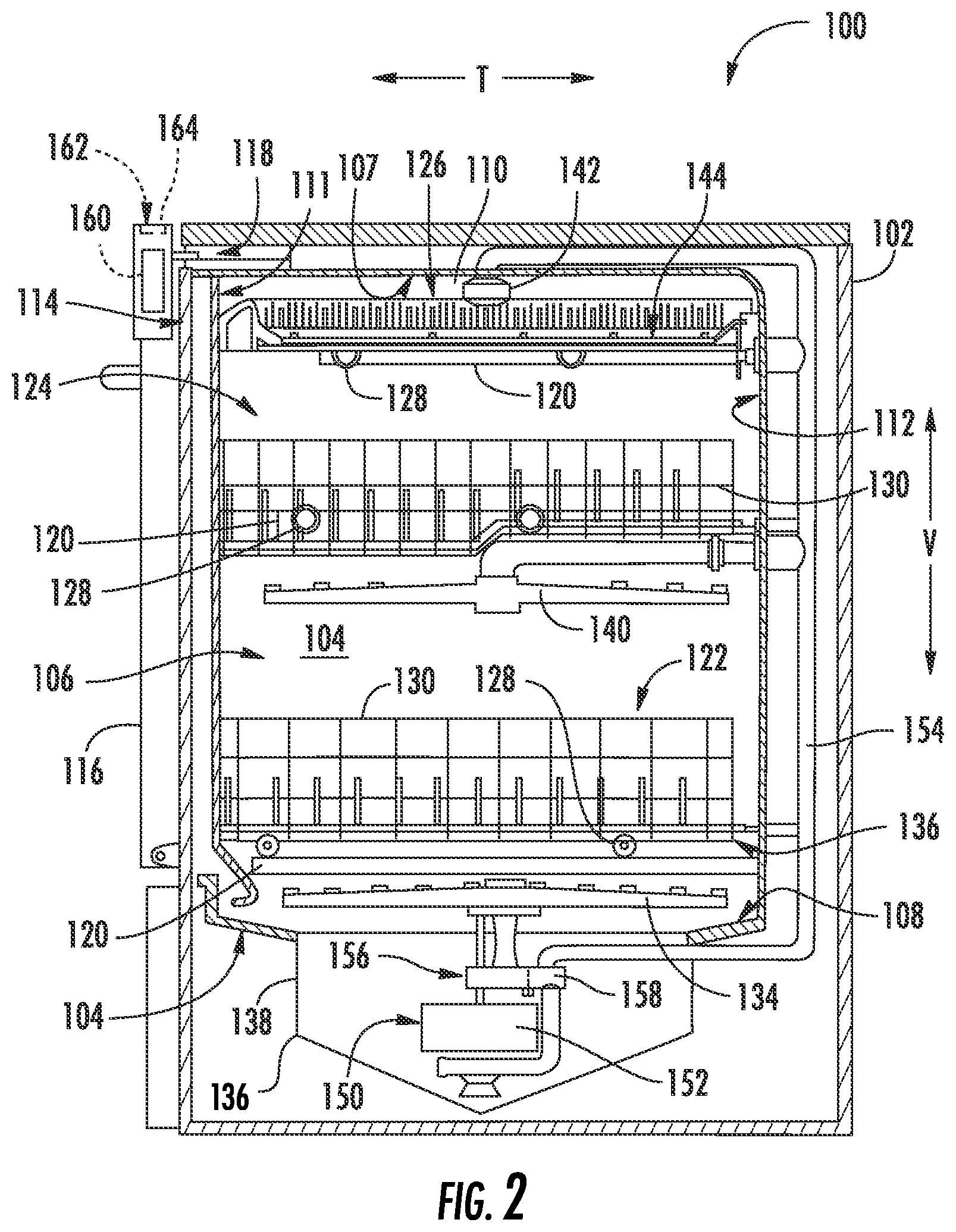 Patent US12342974 Figure 2 – Fluid circulation assembly for a dishwasher appliance