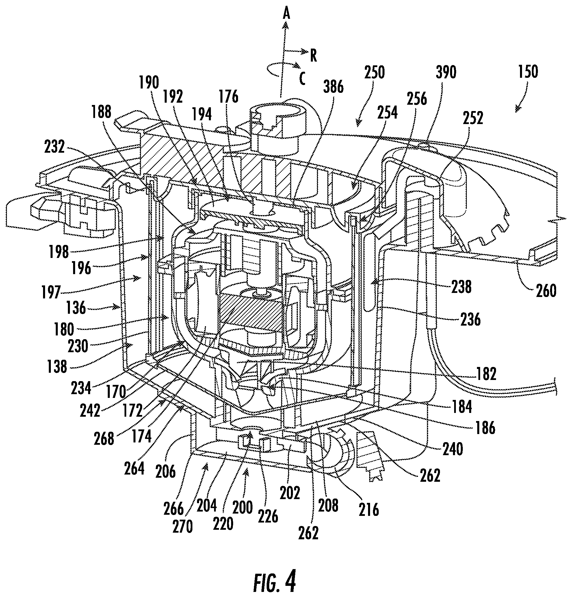 Patent US12342974 Figure 4 – Fluid circulation assembly for a dishwasher appliance