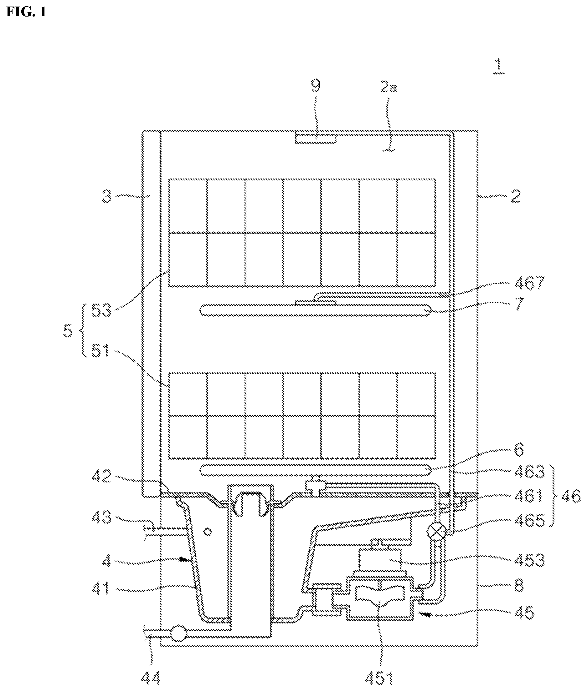 Patent US12342975 Figure 1 – Dishwasher