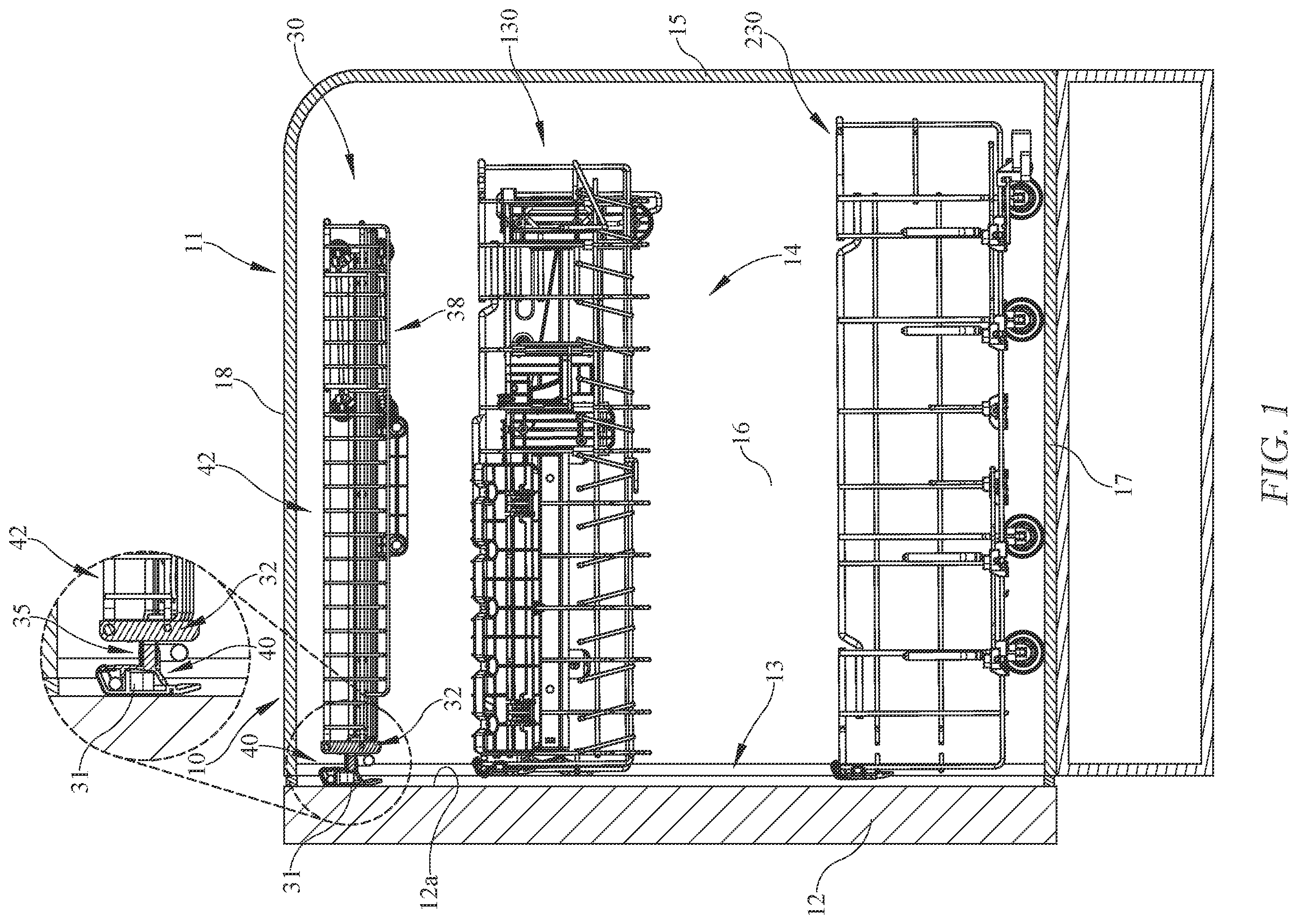 Patent US12342976 Figure 1 – Exhibiting a dishwasher rack to the user