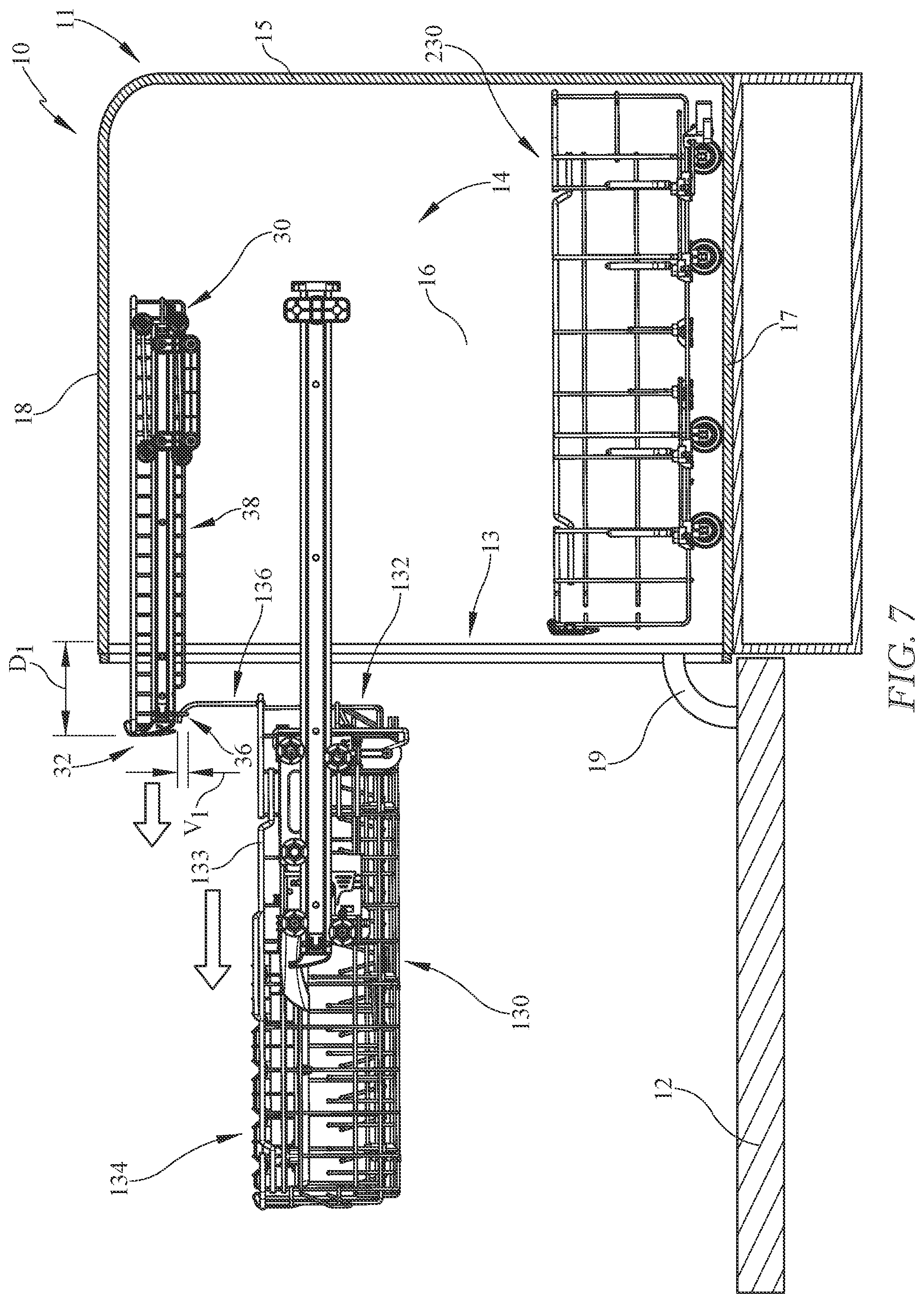 Patent US12342976 Figure 7 – Exhibiting a dishwasher rack to the user