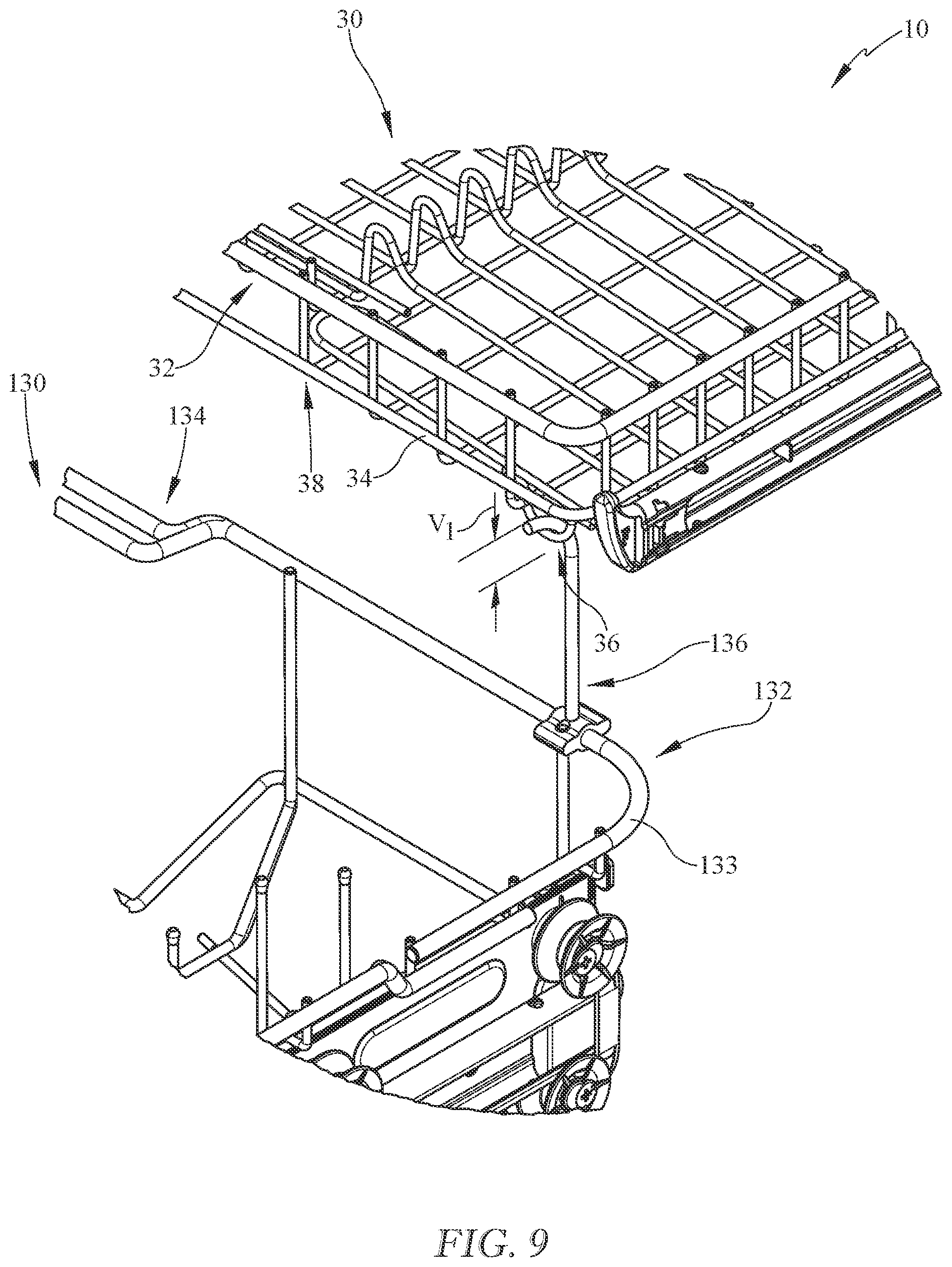 Patent US12342976 Figure 9 – Exhibiting a dishwasher rack to the user