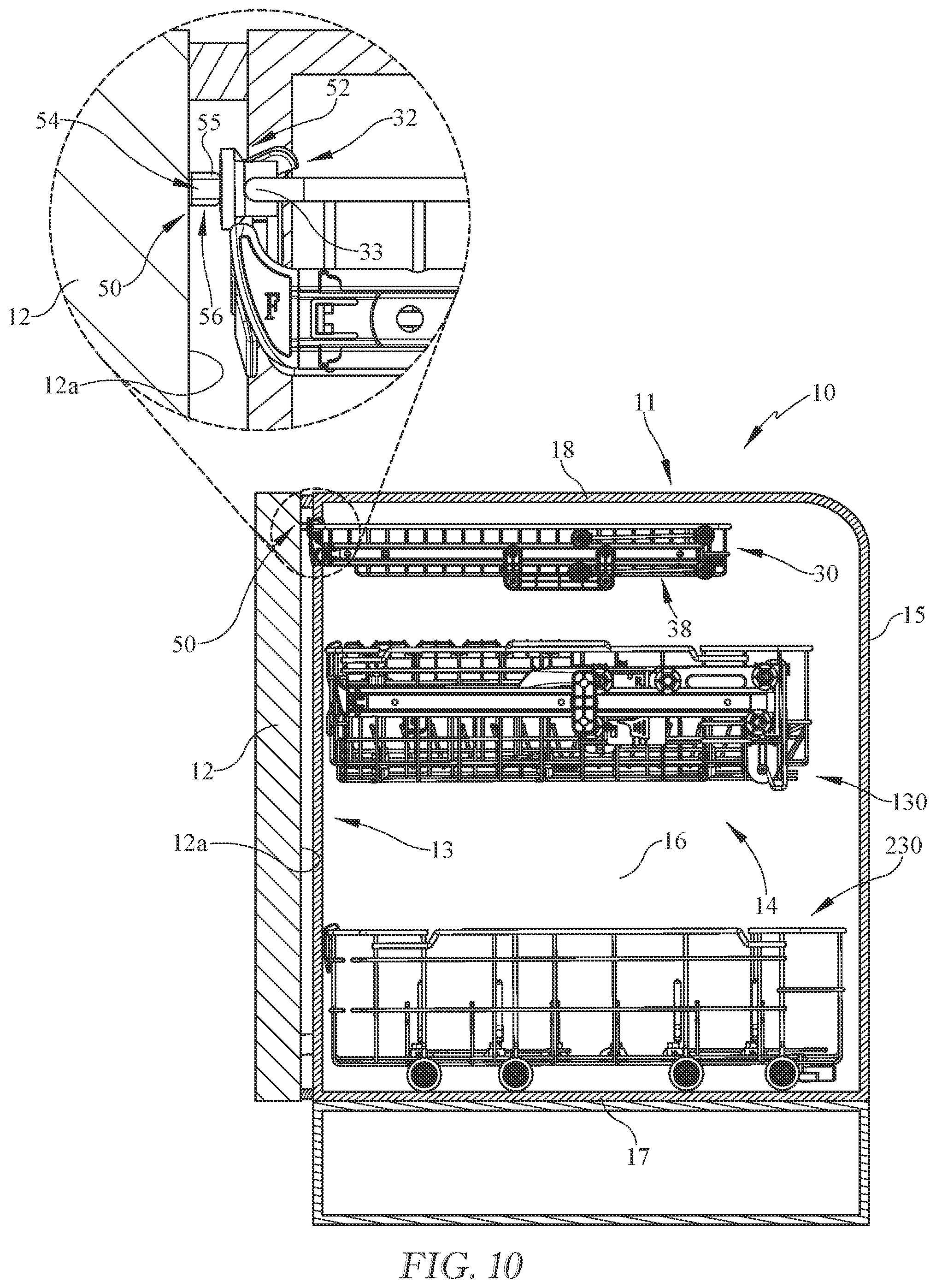 Patent US12342976 Figure 10 – Exhibiting a dishwasher rack to the user