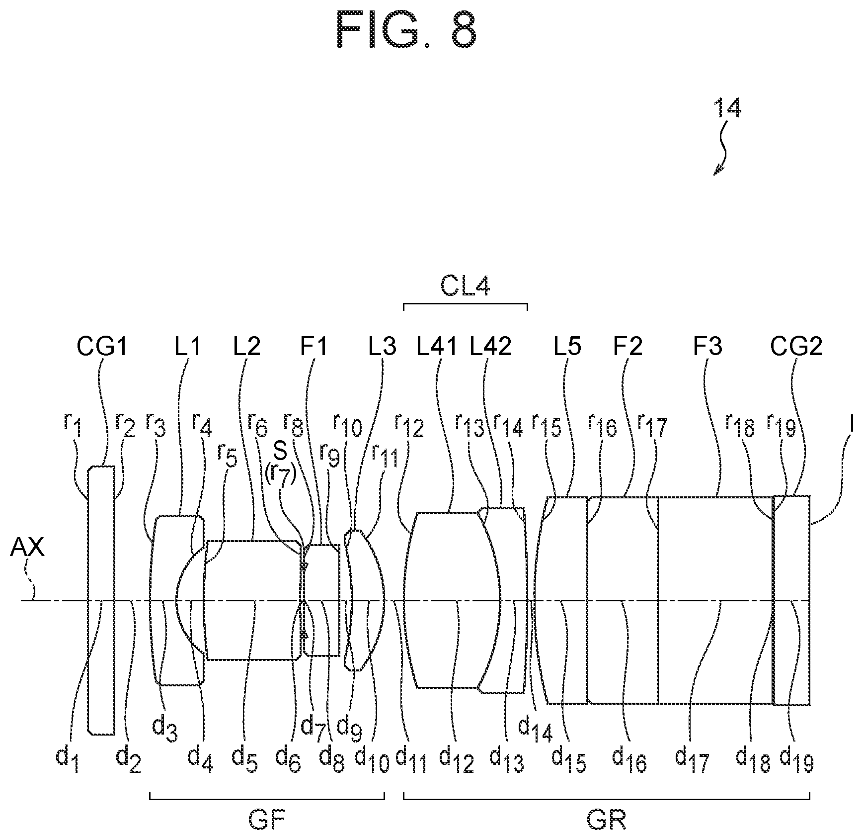 Patent US12342984 Figure 8 – Objective optical system, image pickup apparatus, and endoscope