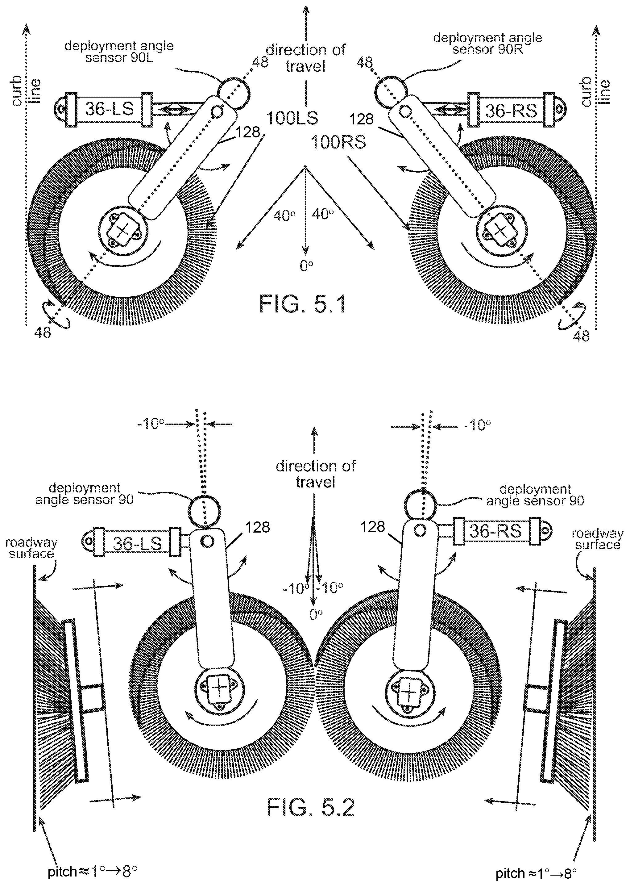 Patent US12345003 Figure 4 – Automatic side broom strike pattern positioning system for a street sweeping machine