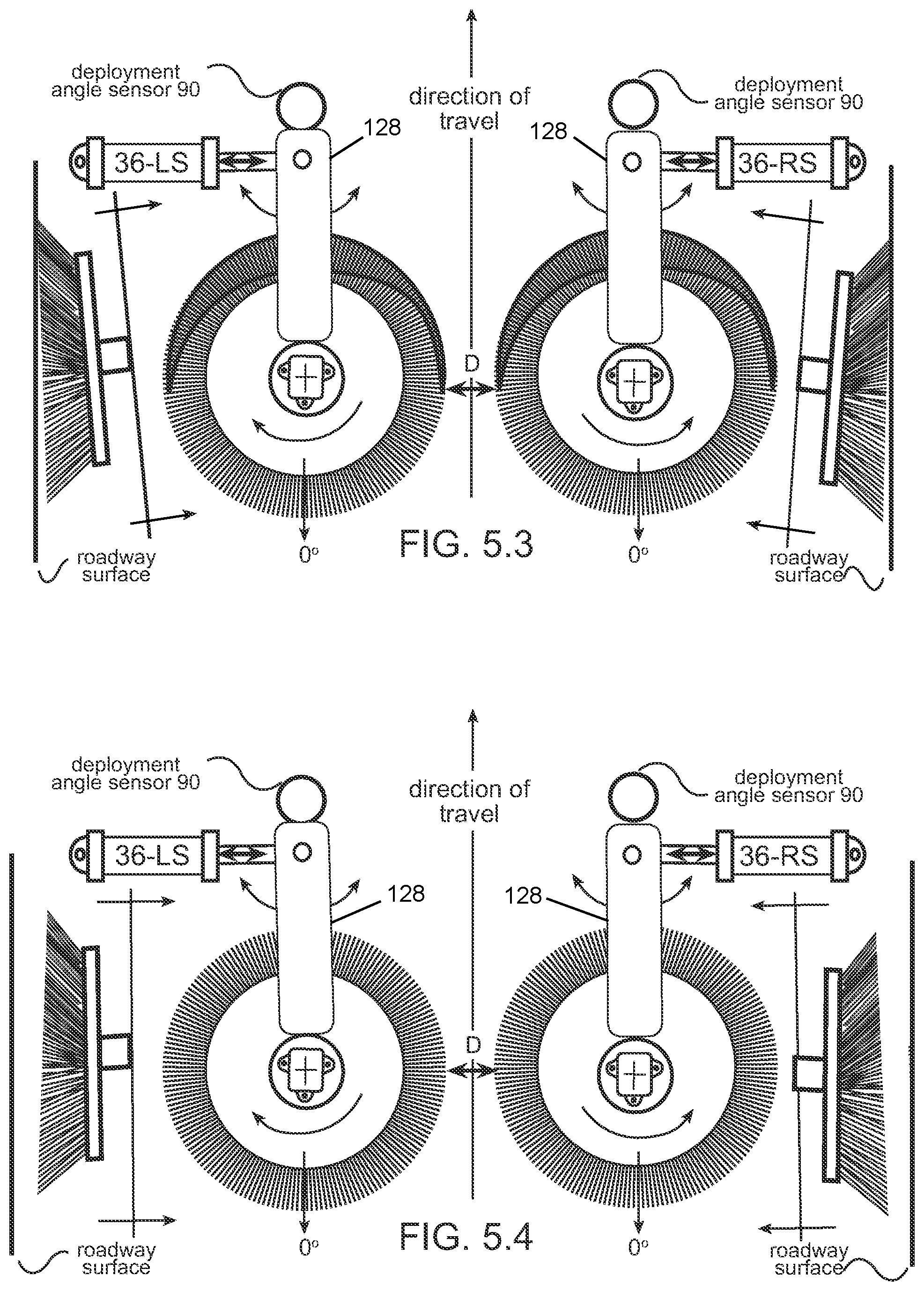 Patent US12345003 Figure 5 – Automatic side broom strike pattern positioning system for a street sweeping machine