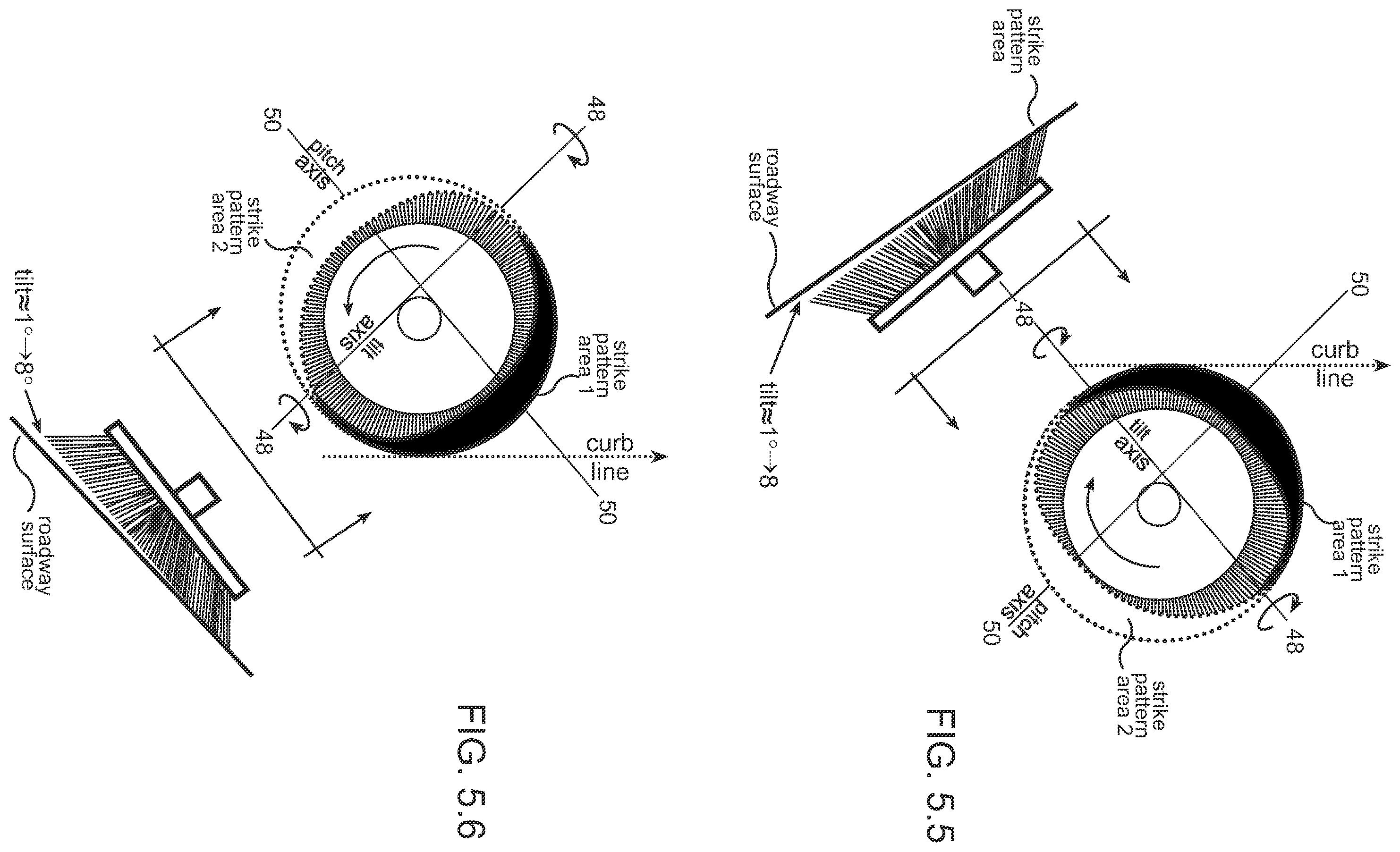 Patent US12345003 Figure 6 – Automatic side broom strike pattern positioning system for a street sweeping machine