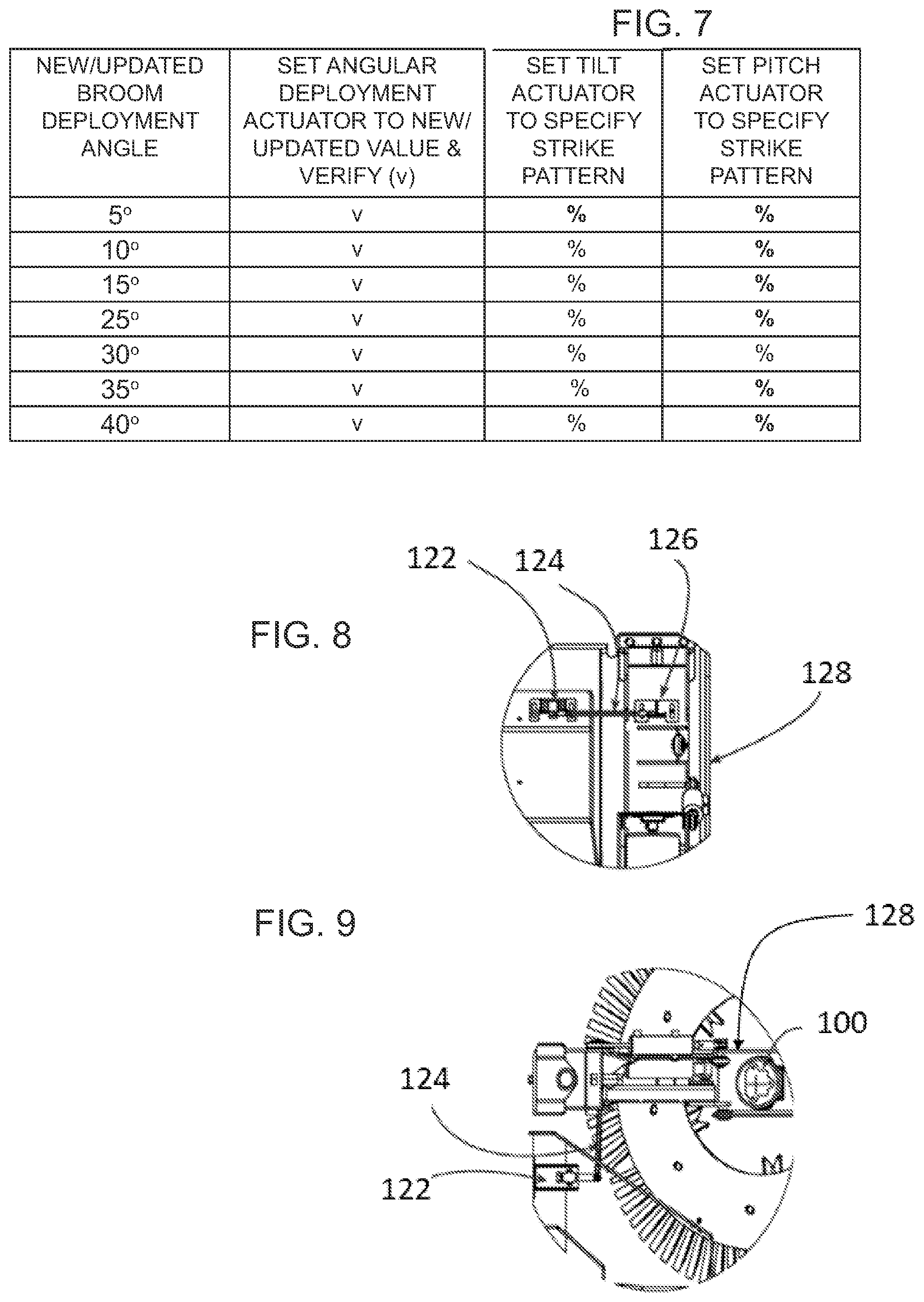 Patent US12345003 Figure 8 – Automatic side broom strike pattern positioning system for a street sweeping machine
