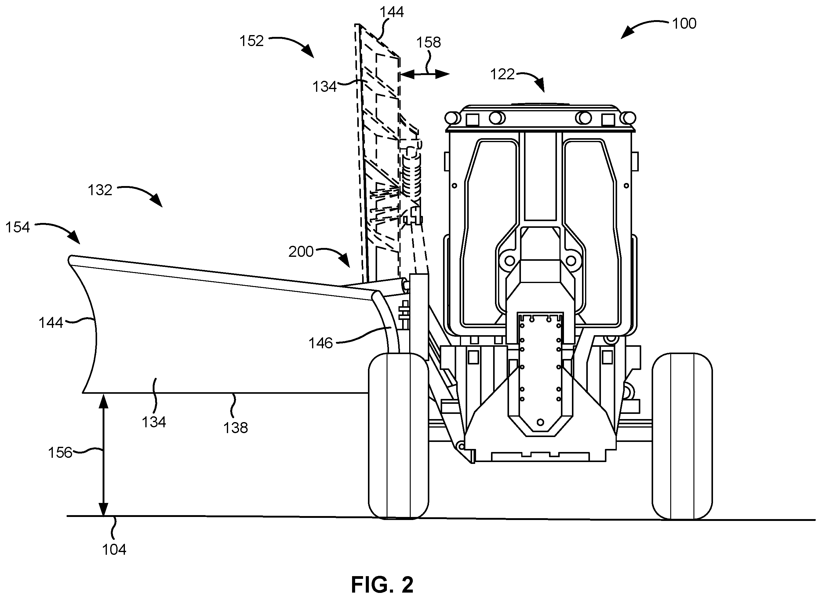 Patent US12345005 Figure 2 – Dual stage lift system for a snow wing