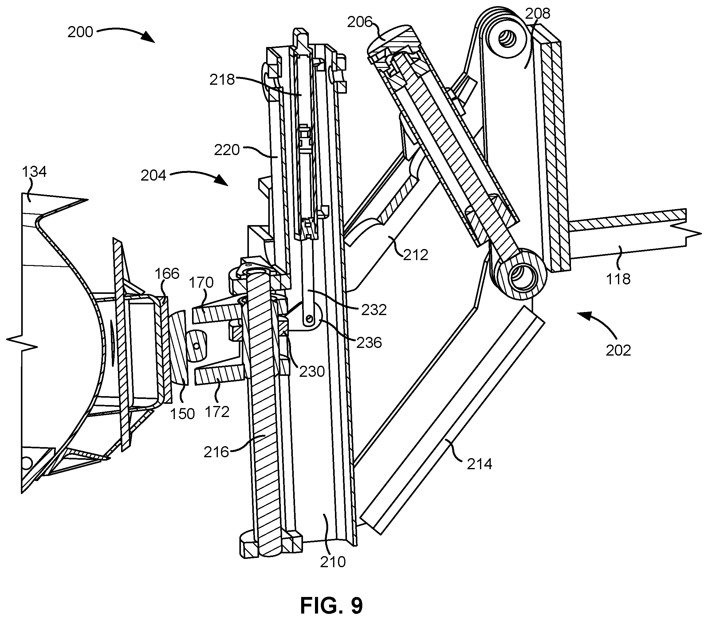 Patent US12345005 Figure 9 – Dual stage lift system for a snow wing
