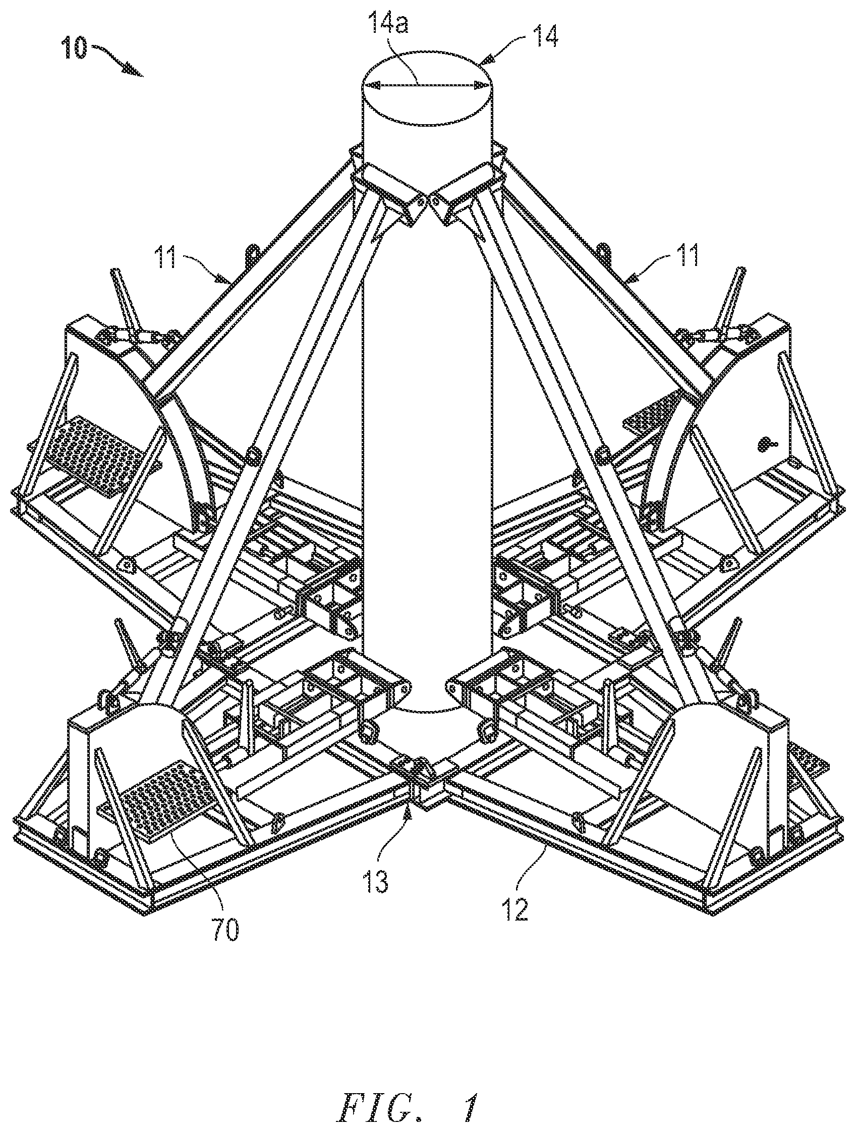 Patent US12345007 — Pile staging stand assembly and method of use — Figure 1
