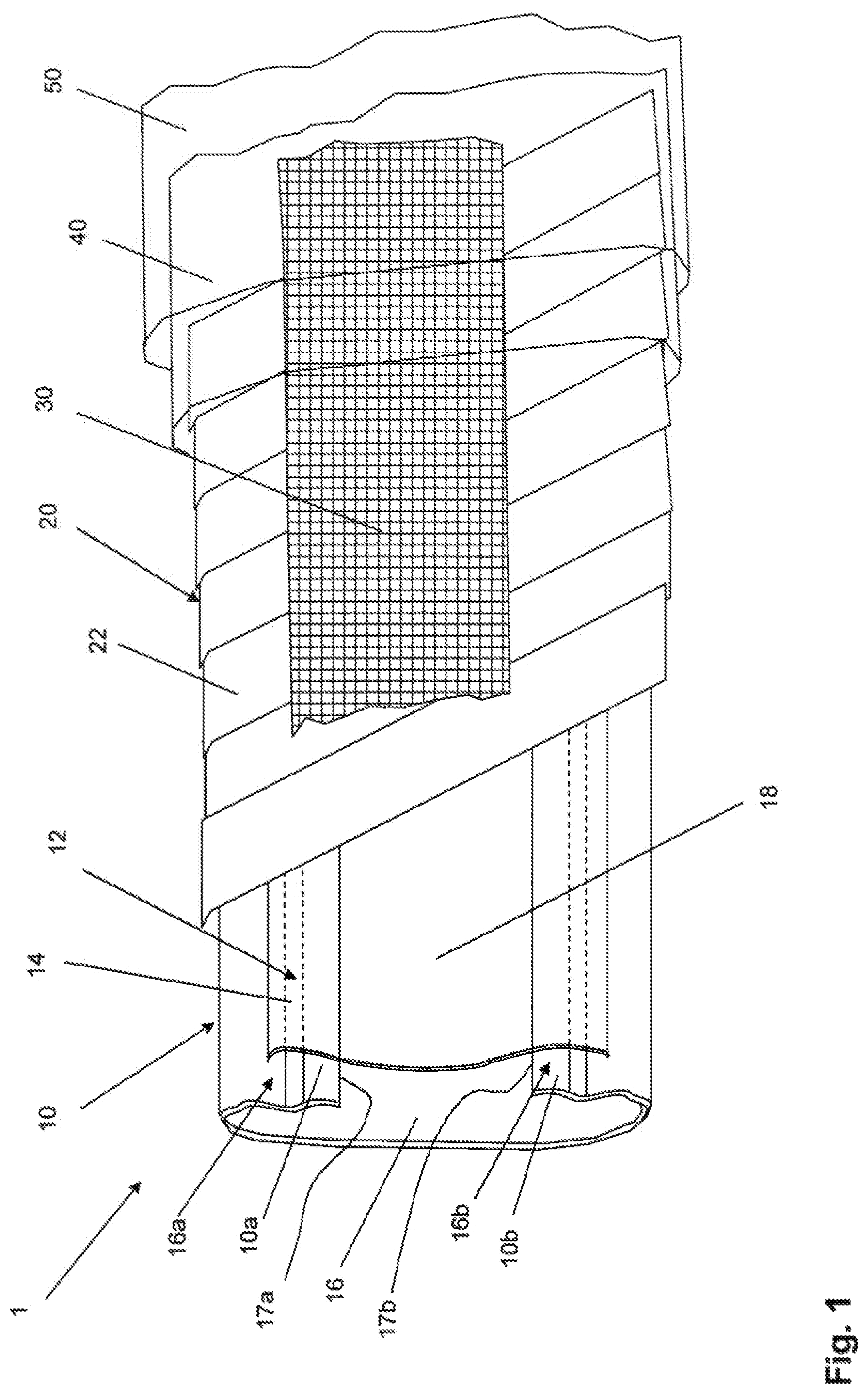Patent US12345010 Figure 1 – Lining tube for restoring defective sewer shafts and method for producing and installing such a tube